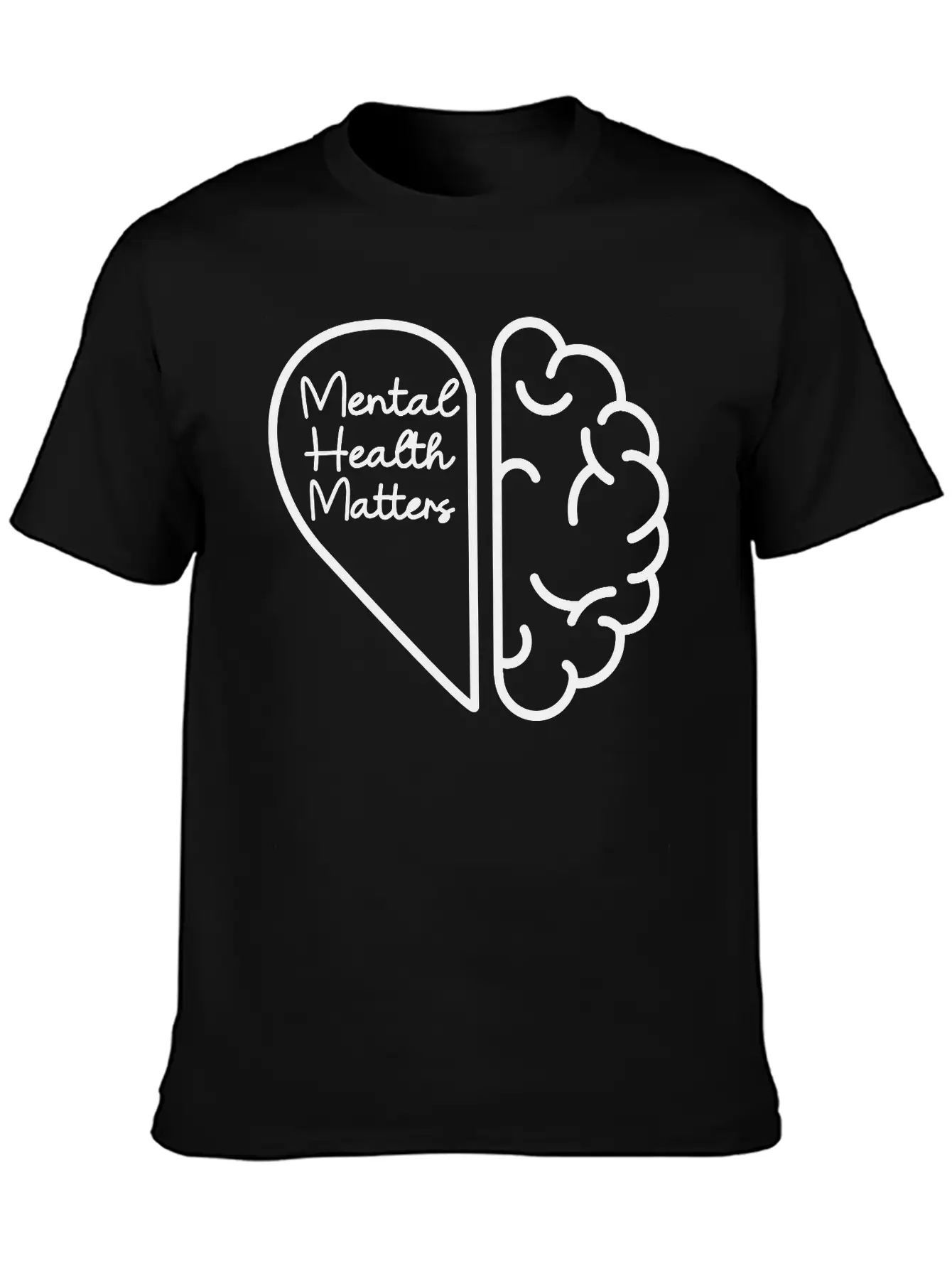 Mental Health Matters - Half Brain Half Heart Stylish Everyday T-Shirt – Unisex Basic Cotton Tee