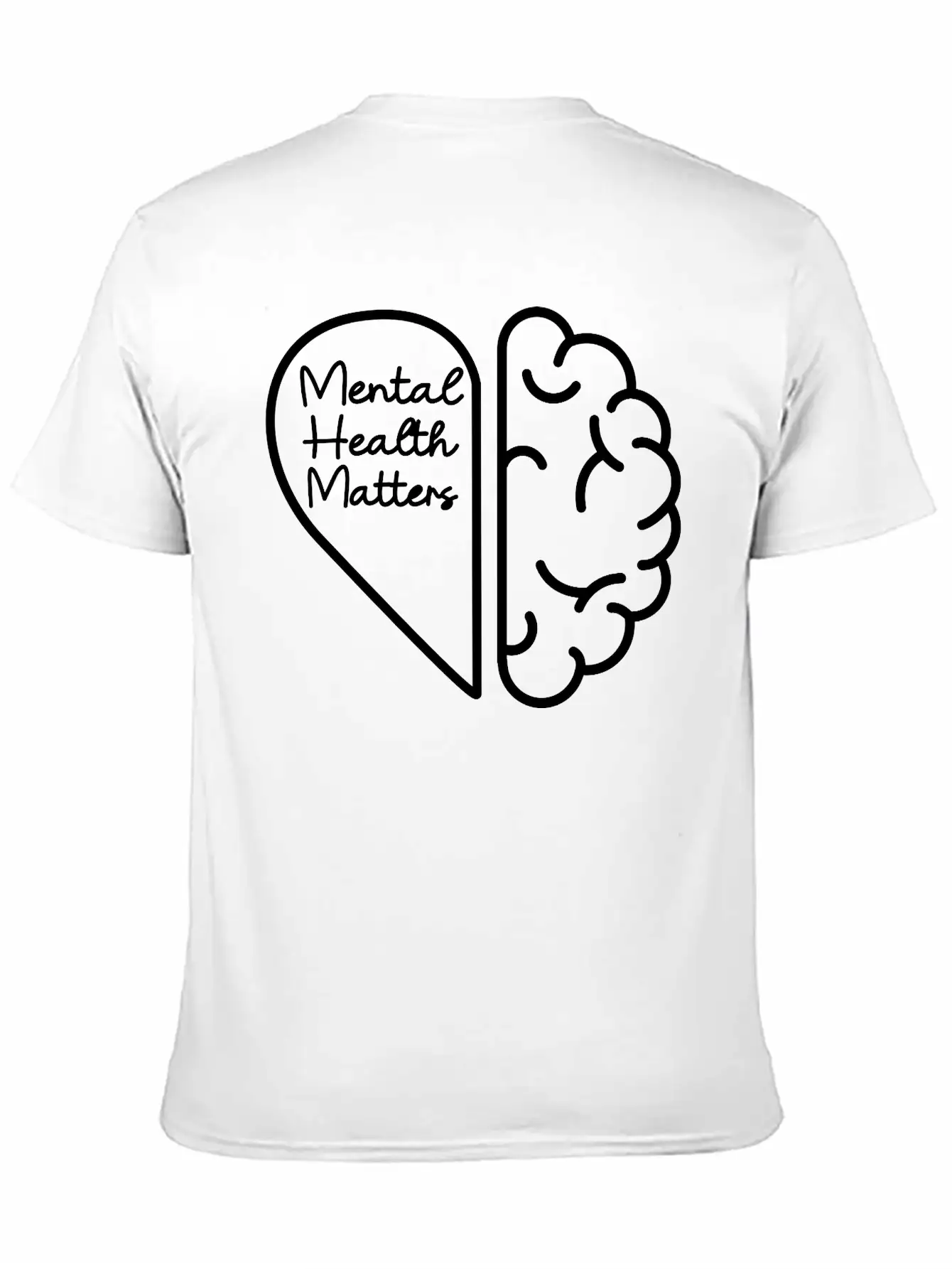 Mental Health Matters - Half Brain Half Heart Stylish Everyday T-Shirt – Unisex Basic Cotton Tee