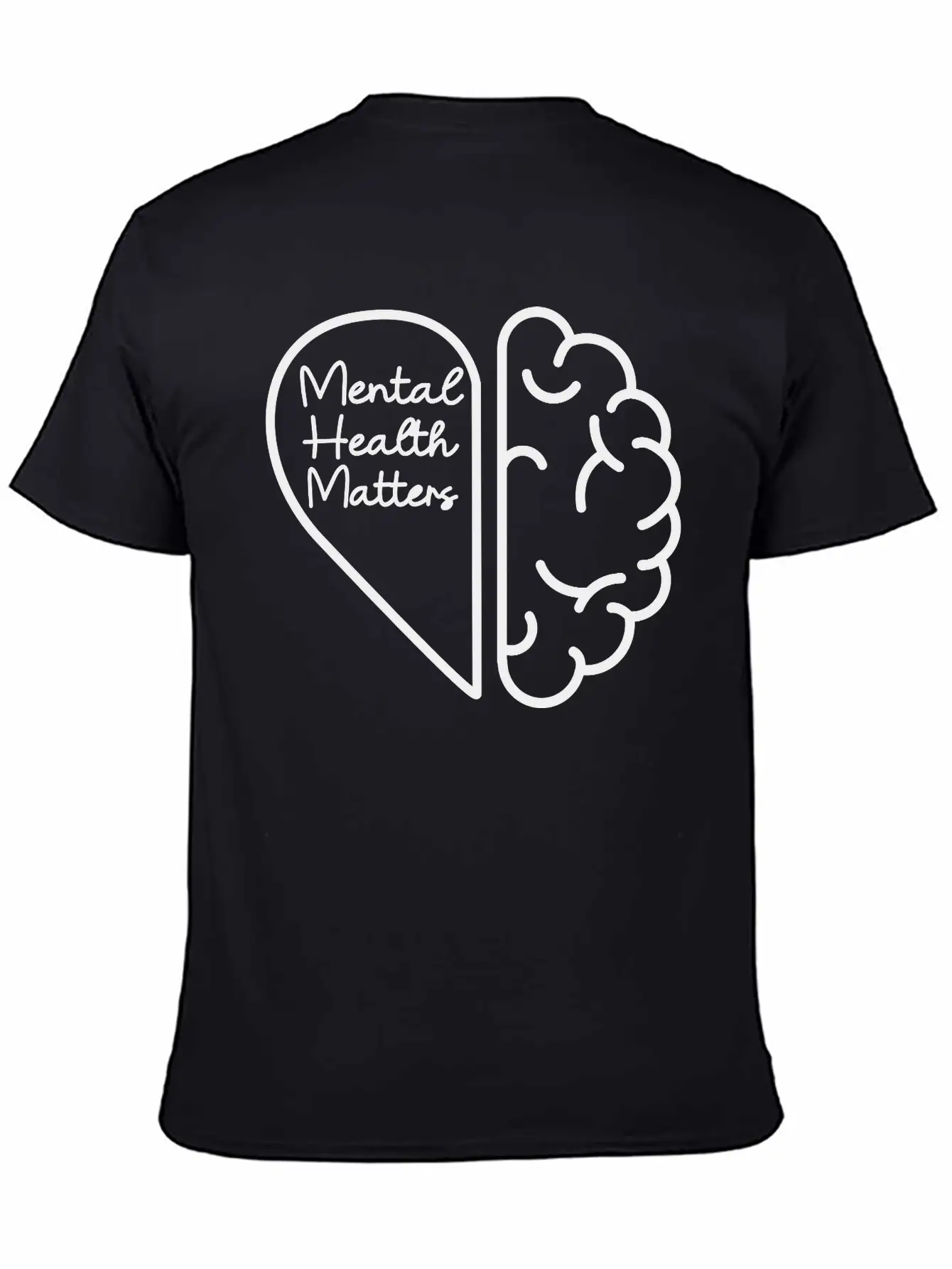 Mental Health Matters - Half Brain Half Heart Stylish Everyday T-Shirt – Unisex Basic Cotton Tee