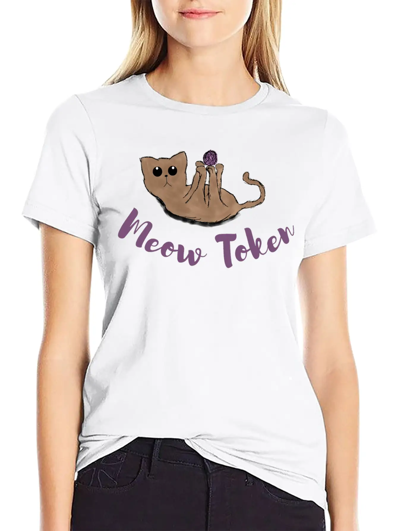 Meow Token, Cat Lovers Token Comfortable Minimalist Graphic Tee – Summer Style Essential