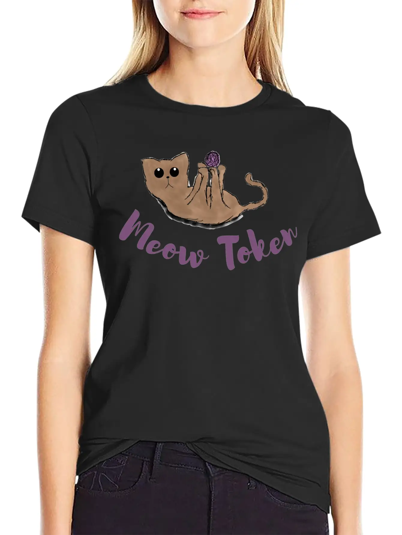 Meow Token, Cat Lovers Token Comfortable Minimalist Graphic Tee – Summer Style Essential