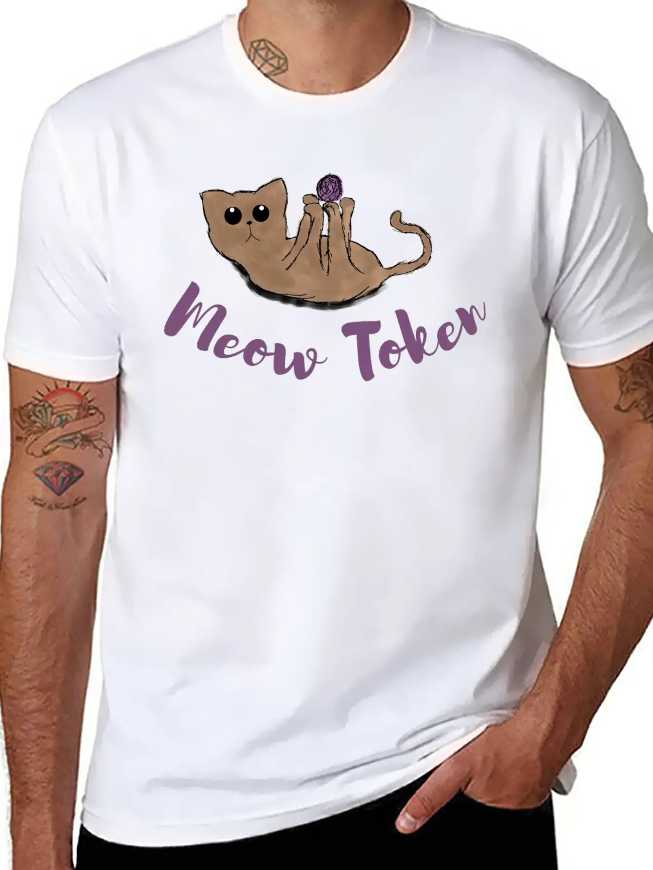 Meow Token, Cat Lovers Token Comfortable Minimalist Graphic Tee – Summer Style Essential