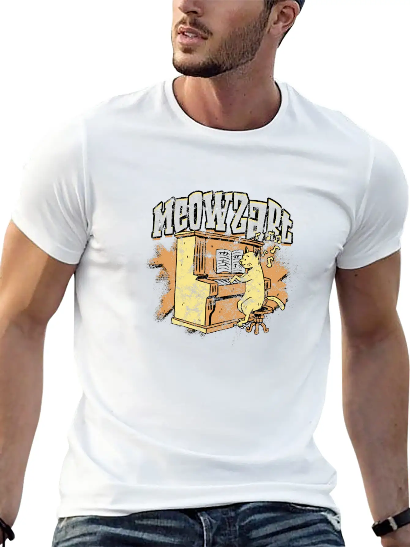 Meowzart - Cat Stylish Everyday T-Shirt – Unisex Basic Cotton Tee