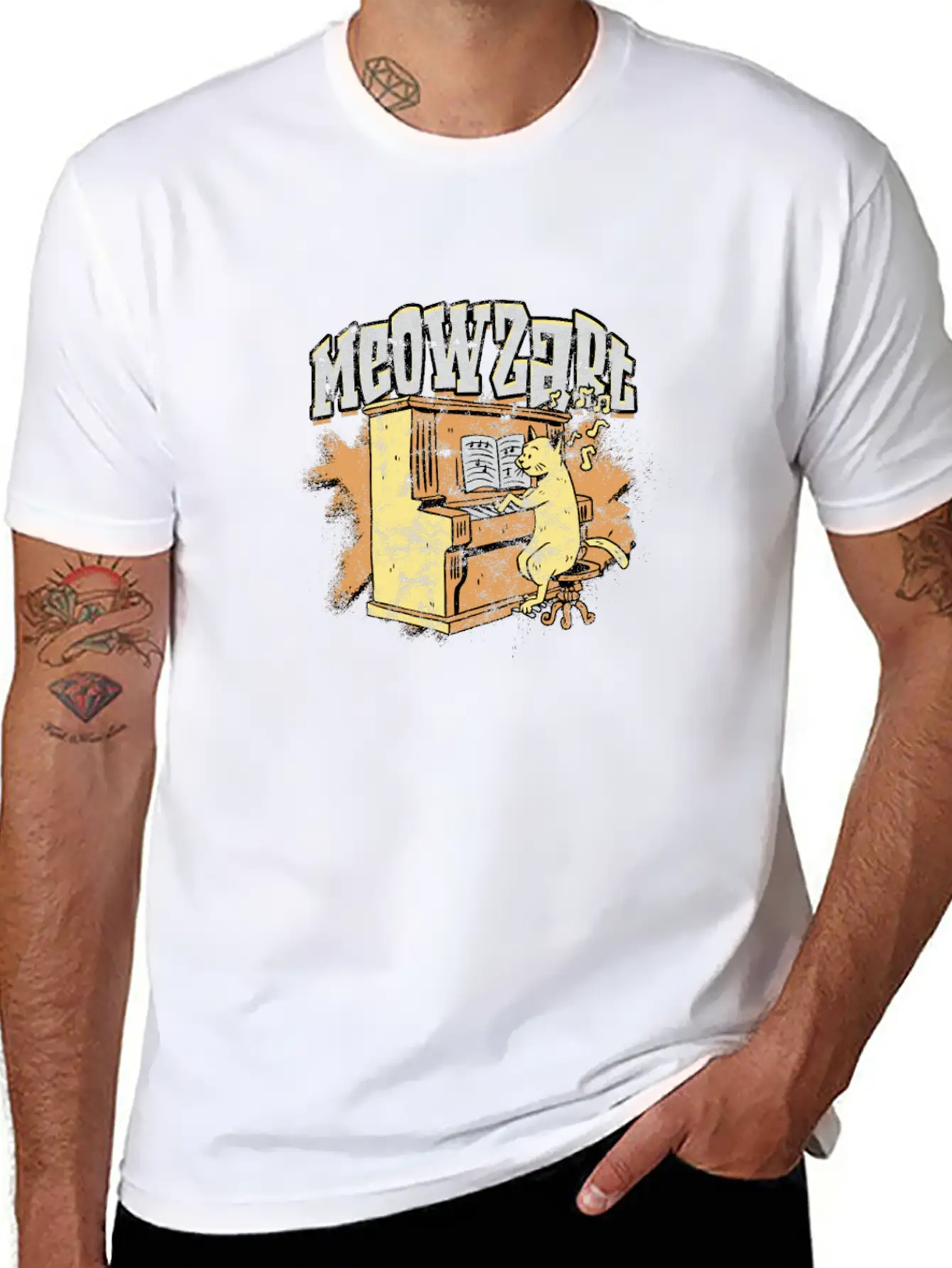 Meowzart - Cat Stylish Everyday T-Shirt – Unisex Basic Cotton Tee