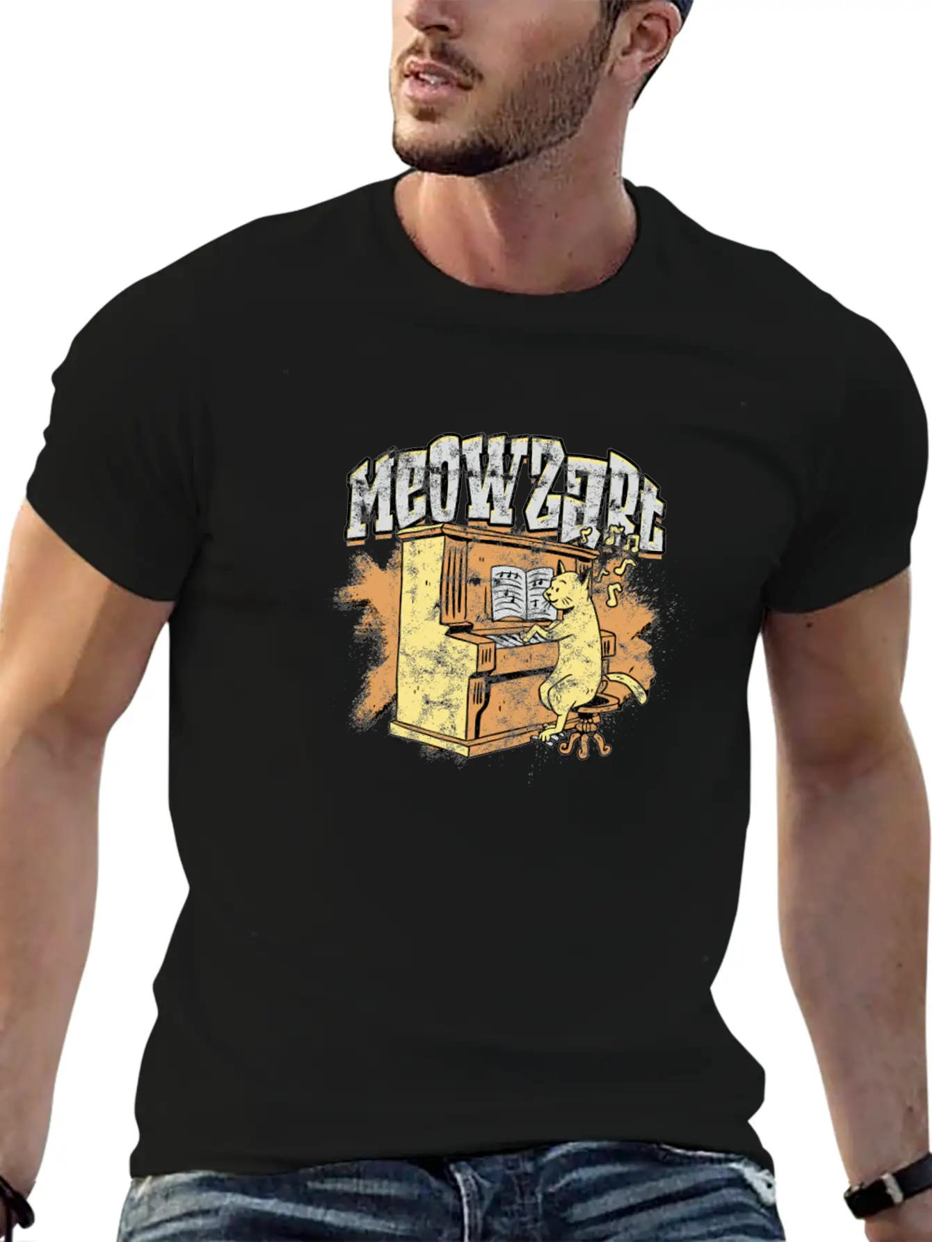 Meowzart - Cat Stylish Everyday T-Shirt – Unisex Basic Cotton Tee