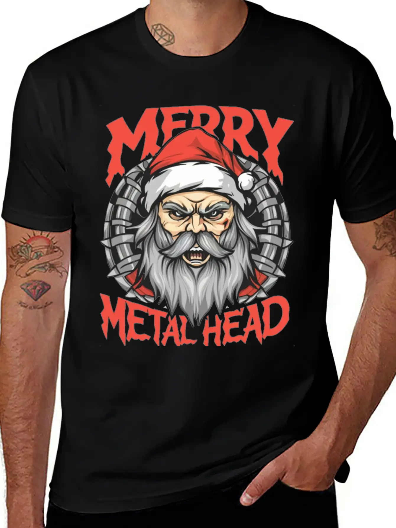 Merry Christmas Metalheads Stylish Everyday T-Shirt – Unisex Basic Cotton Tee