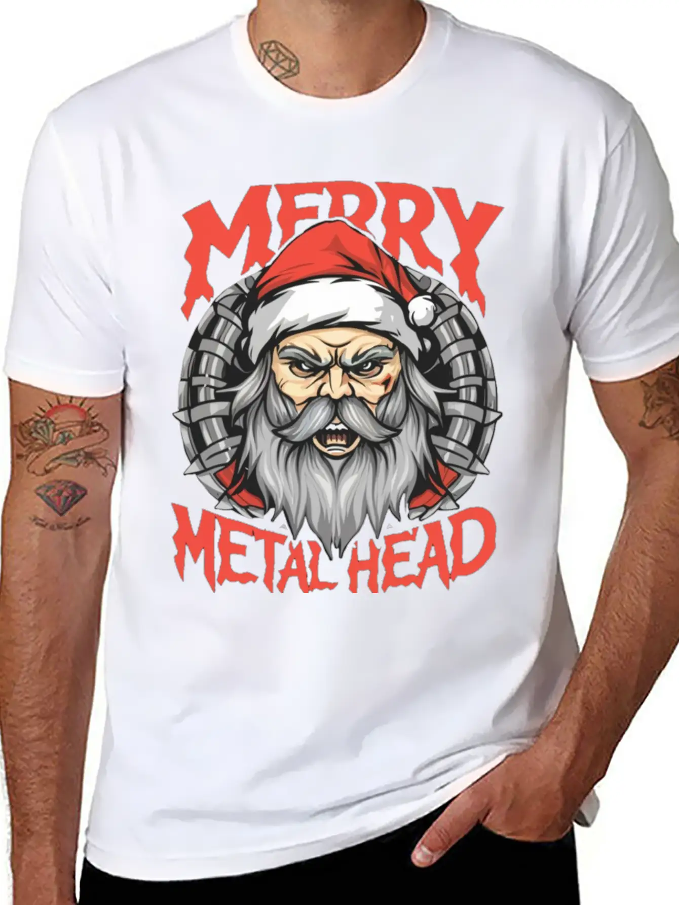 Merry Christmas Metalheads Stylish Everyday T-Shirt – Unisex Basic Cotton Tee