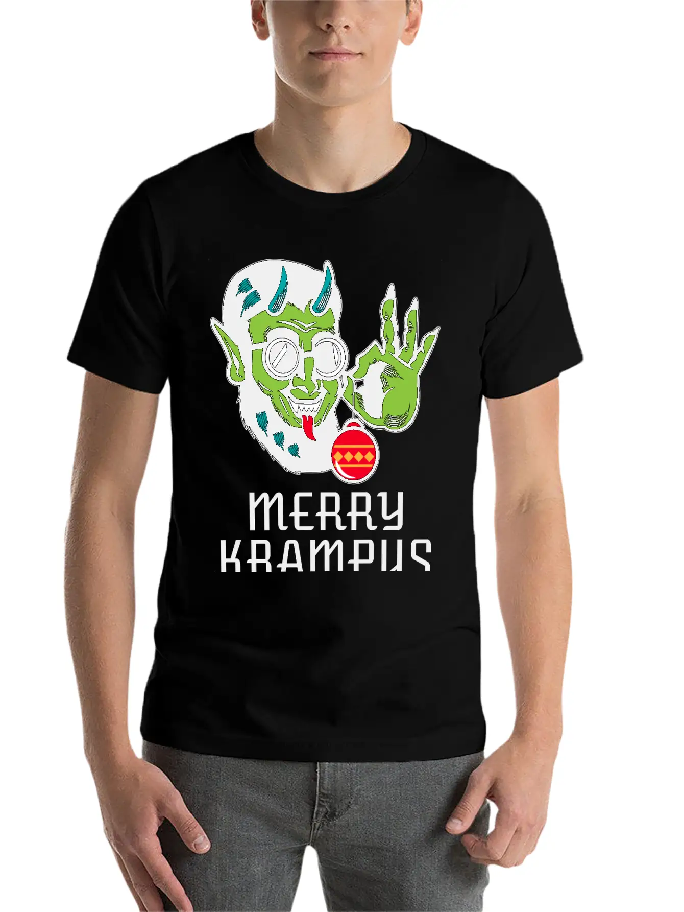 Merry Krampus Unisex Short Sleeve Soft Cotton T-Shirt – Casual Everyday Wear