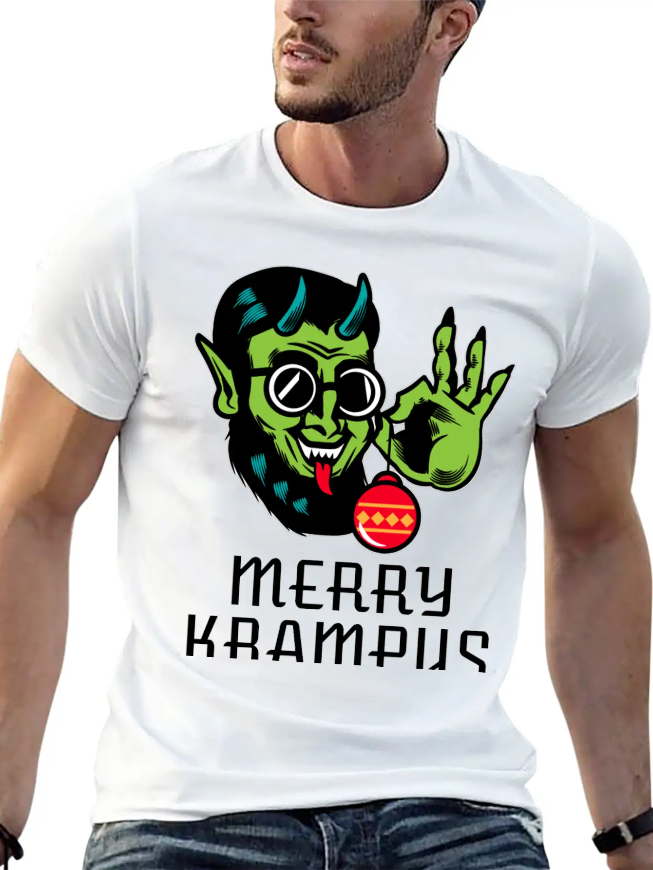 Merry Krampus Unisex Short Sleeve Soft Cotton T-Shirt – Casual Everyday Wear