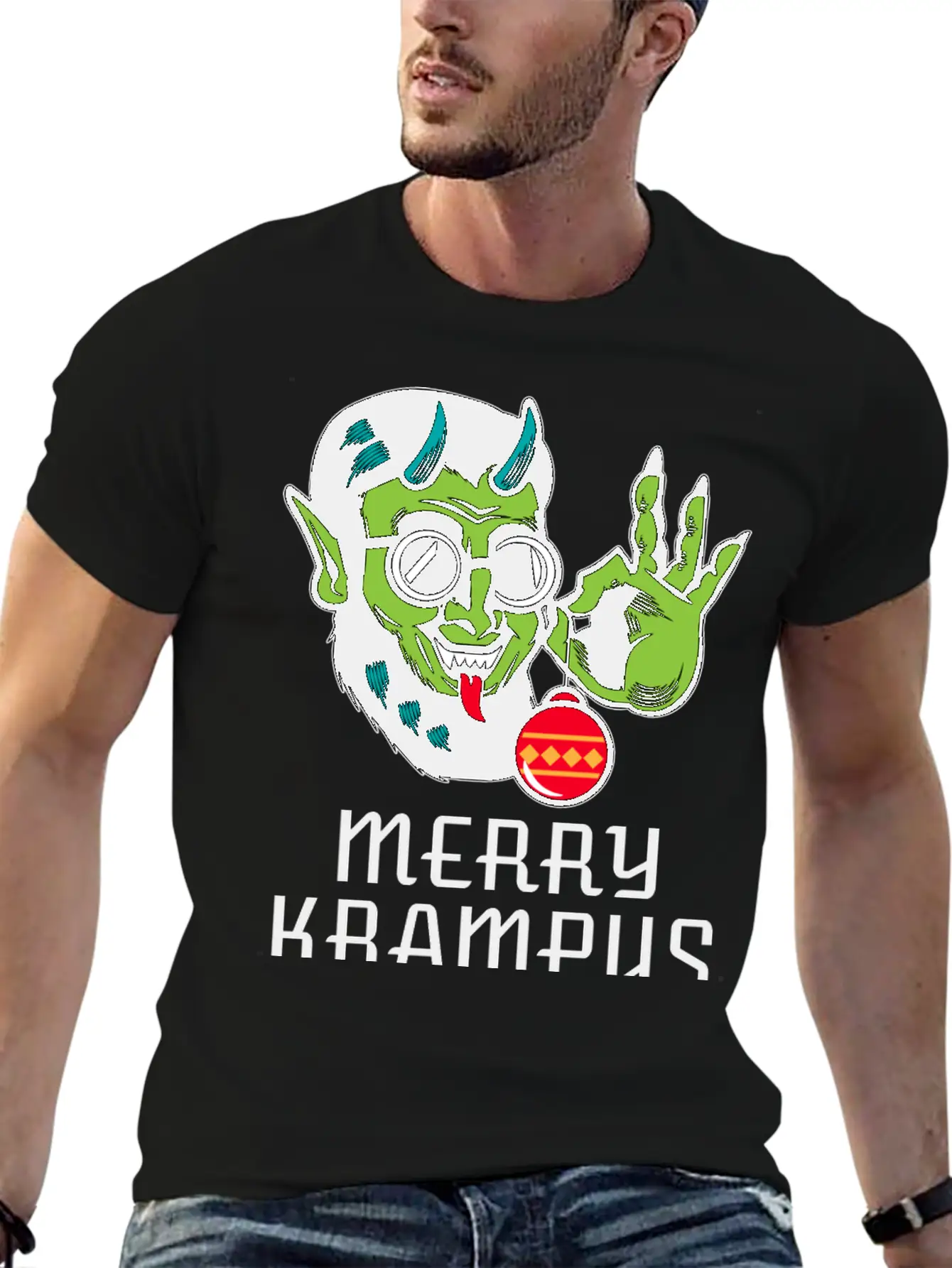 Merry Krampus Unisex Short Sleeve Soft Cotton T-Shirt – Casual Everyday Wear