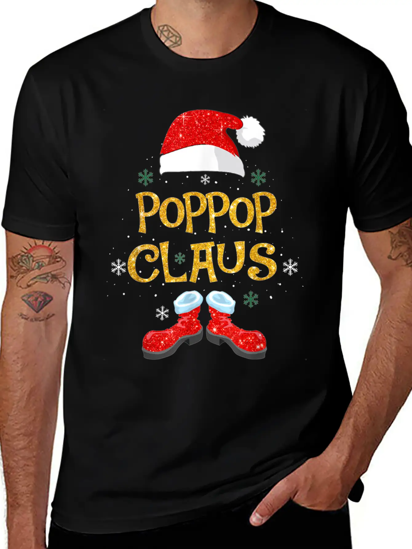 Merry Santa Pop Claus Christmas Family Matching Unisex Short Sleeve Soft Cotton T-Shirt – Casual Everyday Wear