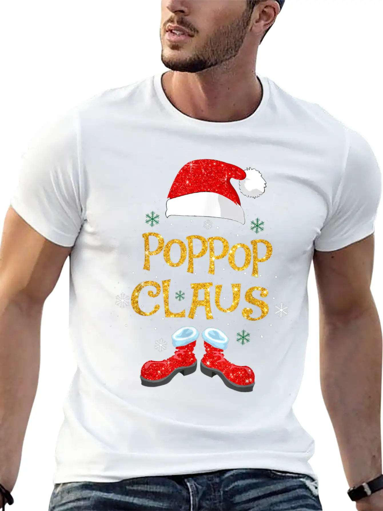 Merry Santa Pop Claus Christmas Family Matching Unisex Short Sleeve Soft Cotton T-Shirt – Casual Everyday Wear