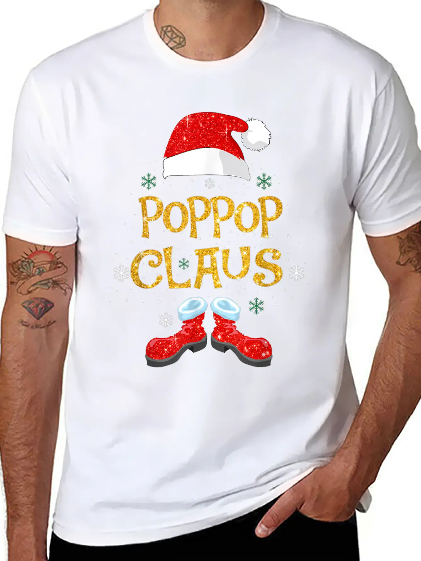 Merry Santa Pop Claus Christmas Family Matching Unisex Short Sleeve Soft Cotton T-Shirt – Casual Everyday Wear