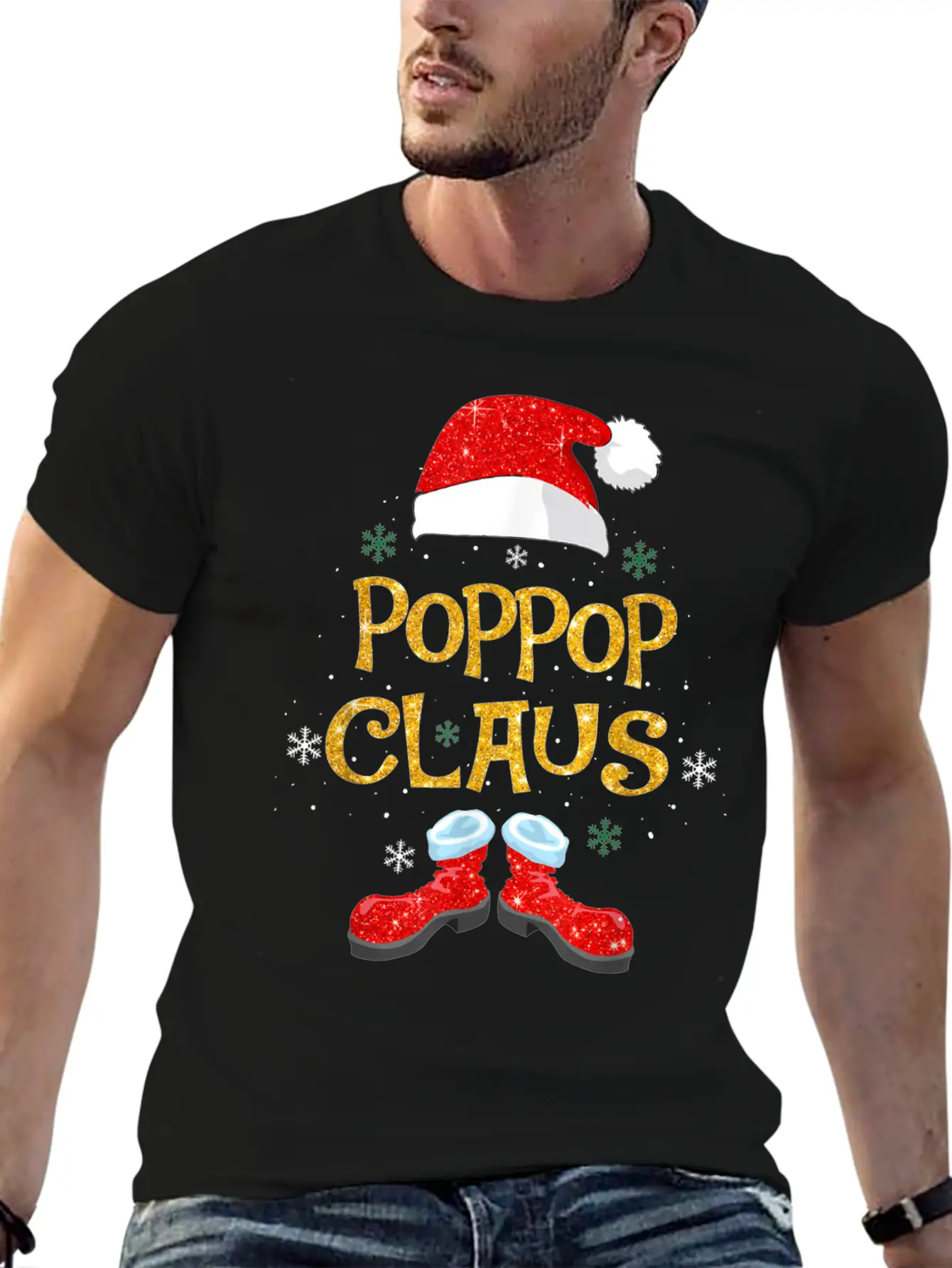 Merry Santa Pop Claus Christmas Family Matching Unisex Short Sleeve Soft Cotton T-Shirt – Casual Everyday Wear