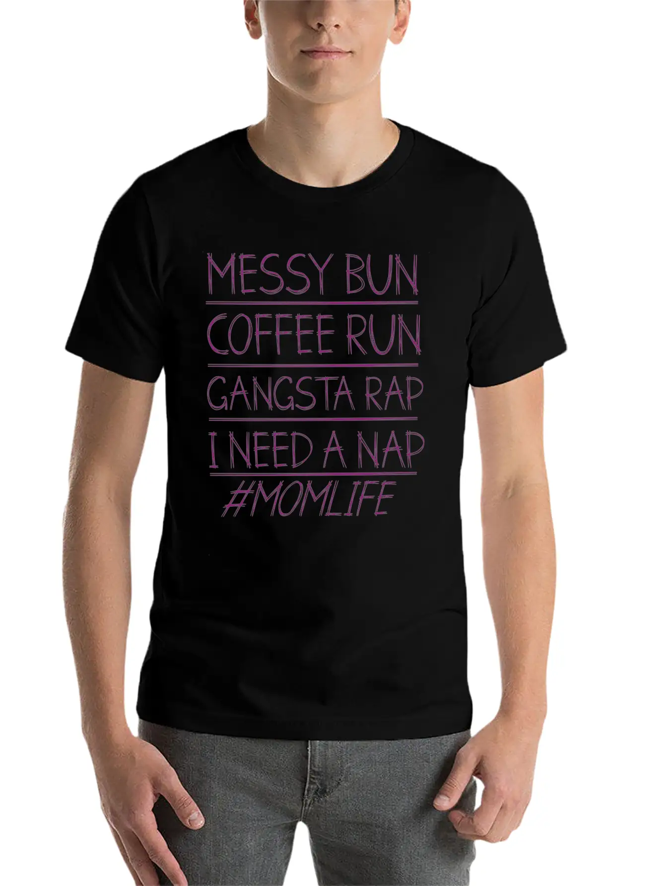 Messy Bun Run Rap Nap Perfect For Coffee Lovers Unisex Short Sleeve Soft Cotton T-Shirt – Casual Everyday Wear