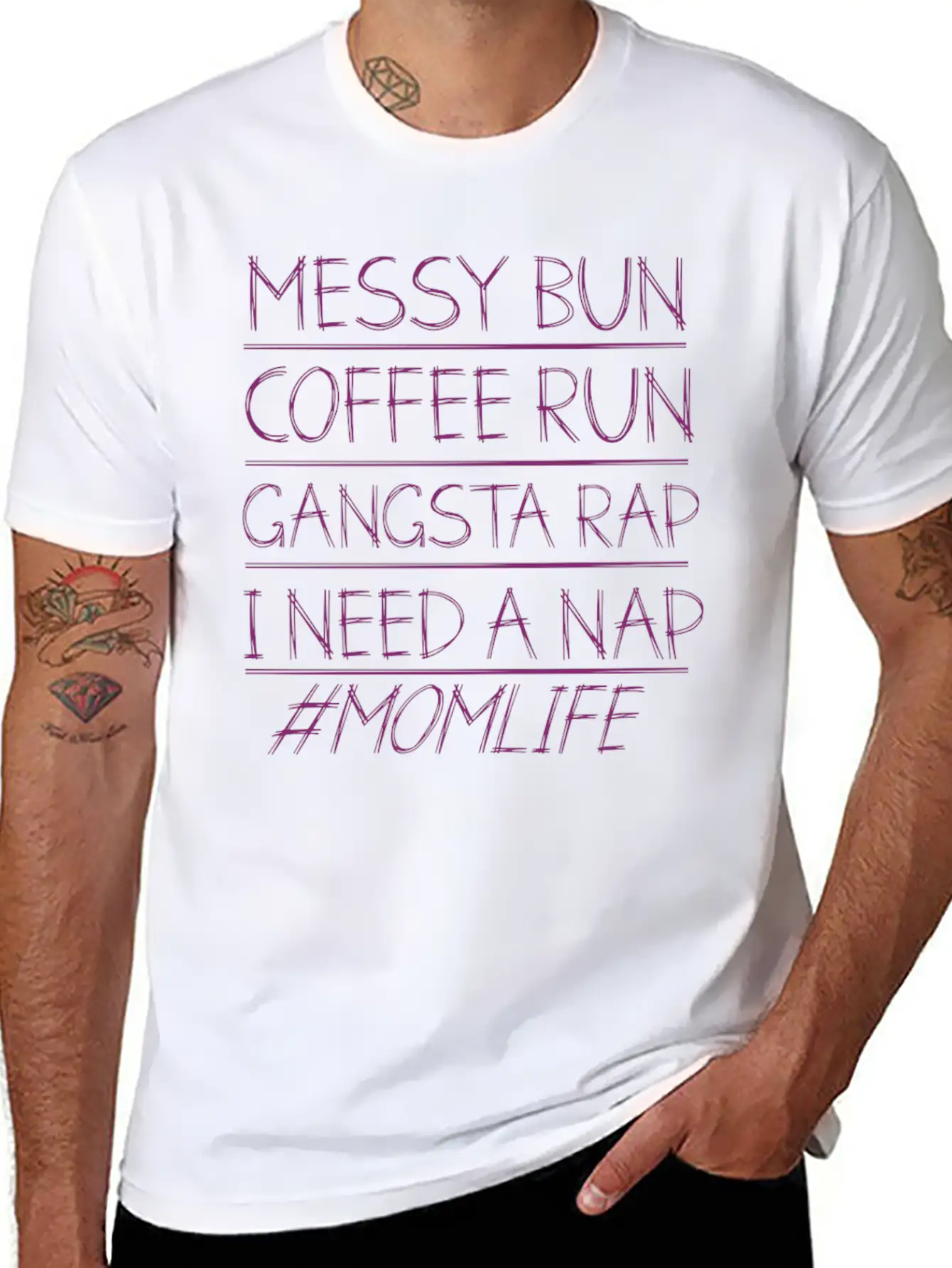 Messy Bun Run Rap Nap Perfect For Coffee Lovers Unisex Short Sleeve Soft Cotton T-Shirt – Casual Everyday Wear