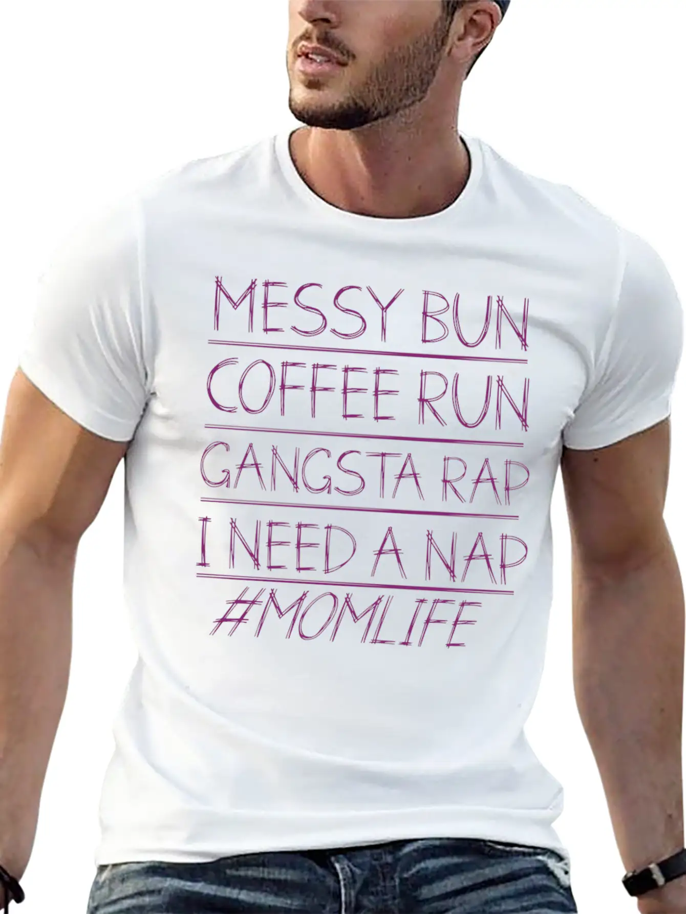 Messy Bun Run Rap Nap Perfect For Coffee Lovers Unisex Short Sleeve Soft Cotton T-Shirt – Casual Everyday Wear