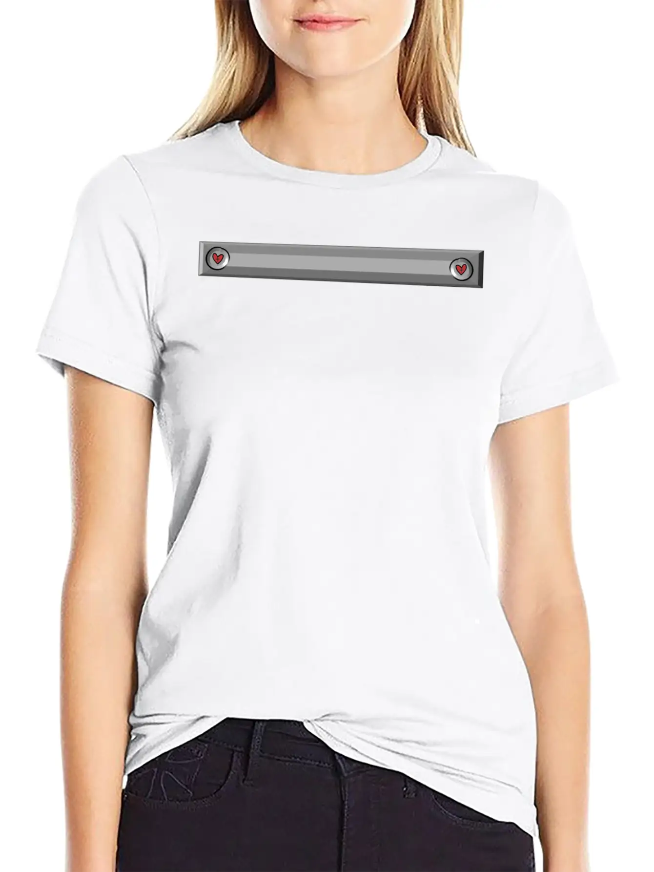 Metallic Plain Gray Hearts Comfortable Minimalist Graphic Tee – Summer Style Essential