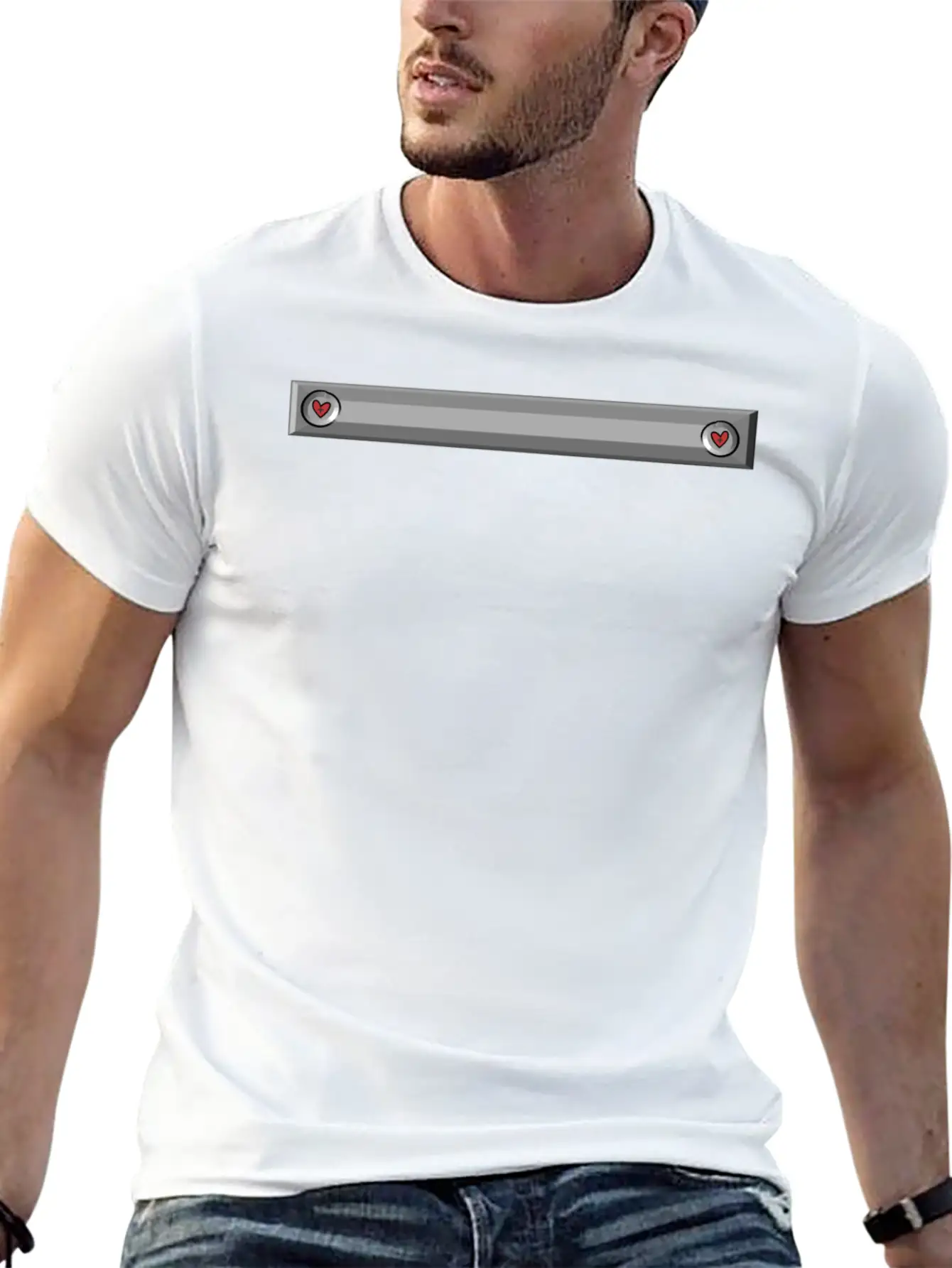 Metallic Plain Gray Hearts Comfortable Minimalist Graphic Tee – Summer Style Essential