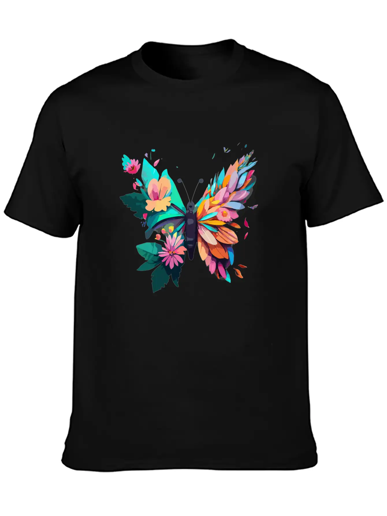 Metamorphora Butterfly Nature Flowers Branches Unisex Short Sleeve Soft Cotton T-Shirt – Casual Everyday Wear