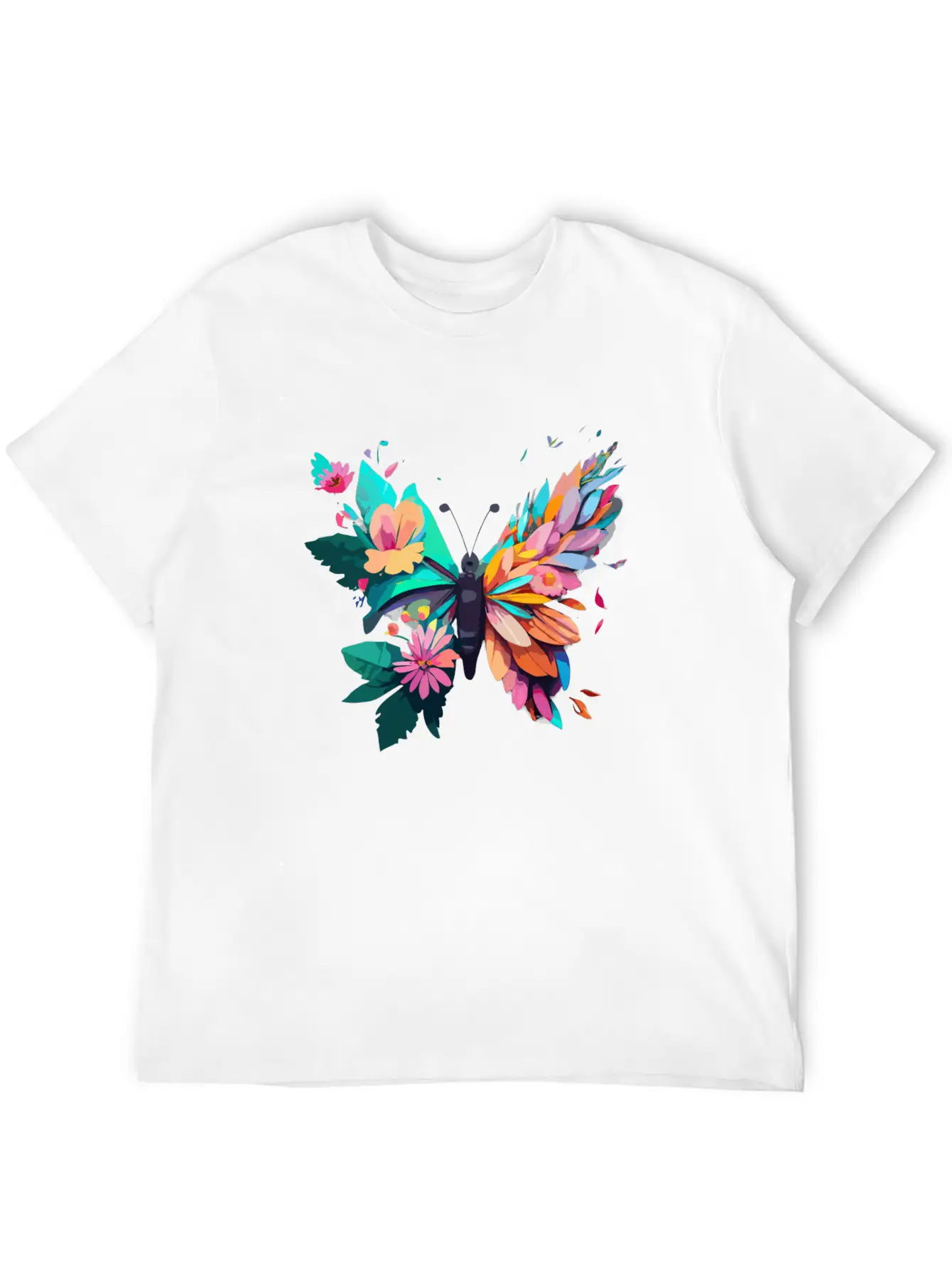 Metamorphora Butterfly Nature Flowers Branches Unisex Short Sleeve Soft Cotton T-Shirt – Casual Everyday Wear