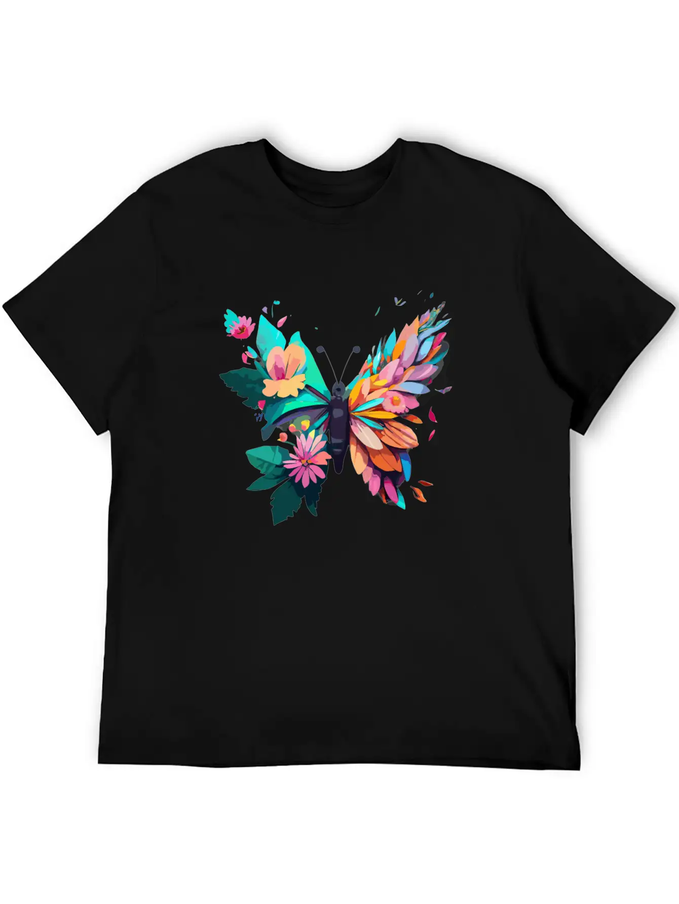 Metamorphora Butterfly Nature Flowers Branches Unisex Short Sleeve Soft Cotton T-Shirt – Casual Everyday Wear