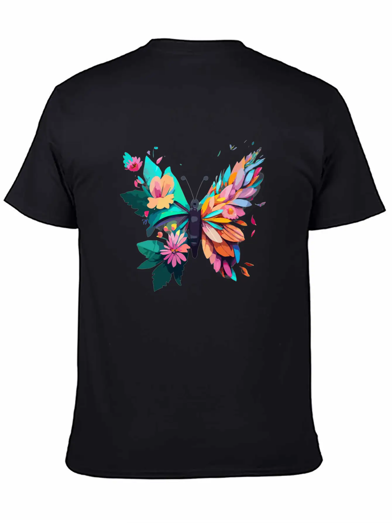 Metamorphora Butterfly Nature Flowers Branches Unisex Short Sleeve Soft Cotton T-Shirt – Casual Everyday Wear