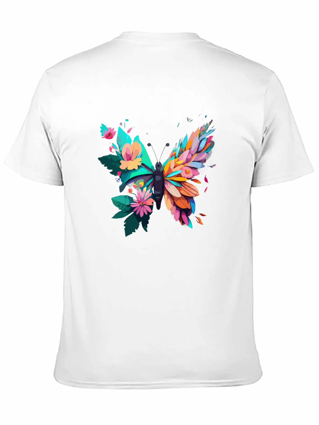 Metamorphora Butterfly Nature Flowers Branches Unisex Short Sleeve Soft Cotton T-Shirt – Casual Everyday Wear