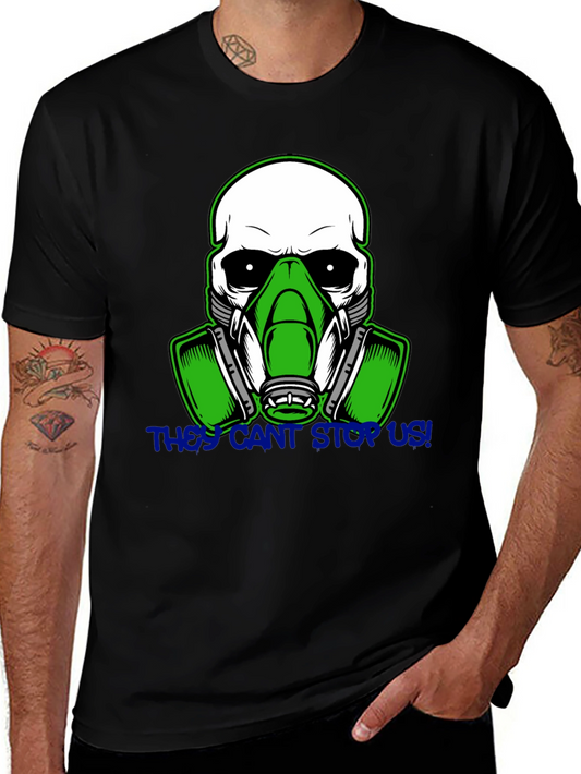 Skull Gas Mask Graphic T-Shirt - They Cant Stop Us!