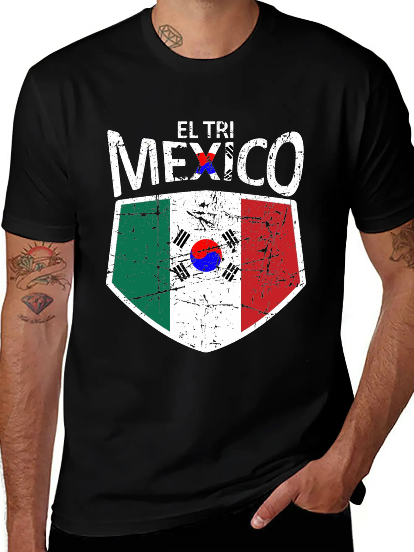 Mexico Soccer Jersey Shirt Mexico And Korea Flag Essential Unisex Summer Tee – Soft Cotton Casual Fit