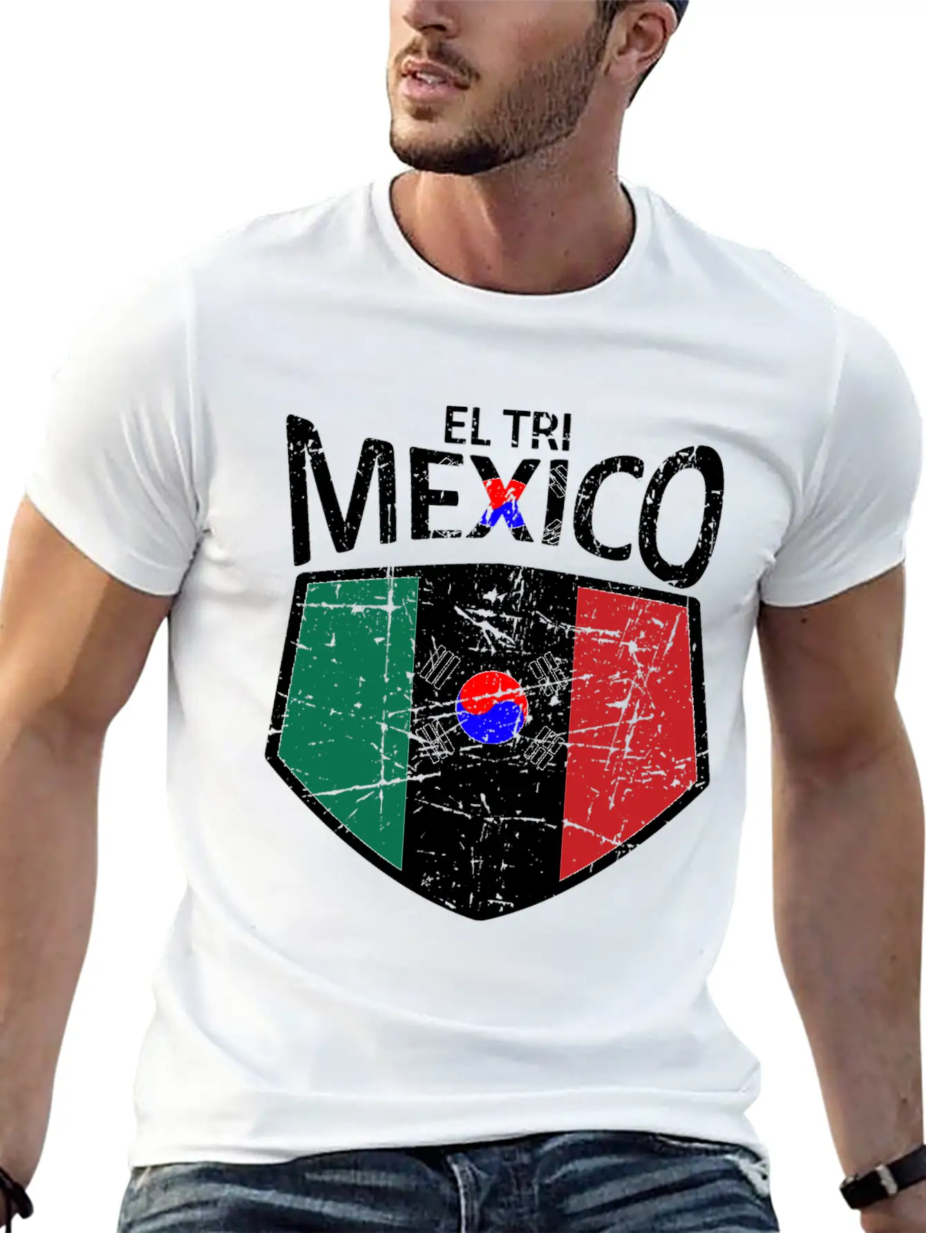 Mexico Soccer Jersey Shirt Mexico And Korea Flag Essential Unisex Summer Tee – Soft Cotton Casual Fit