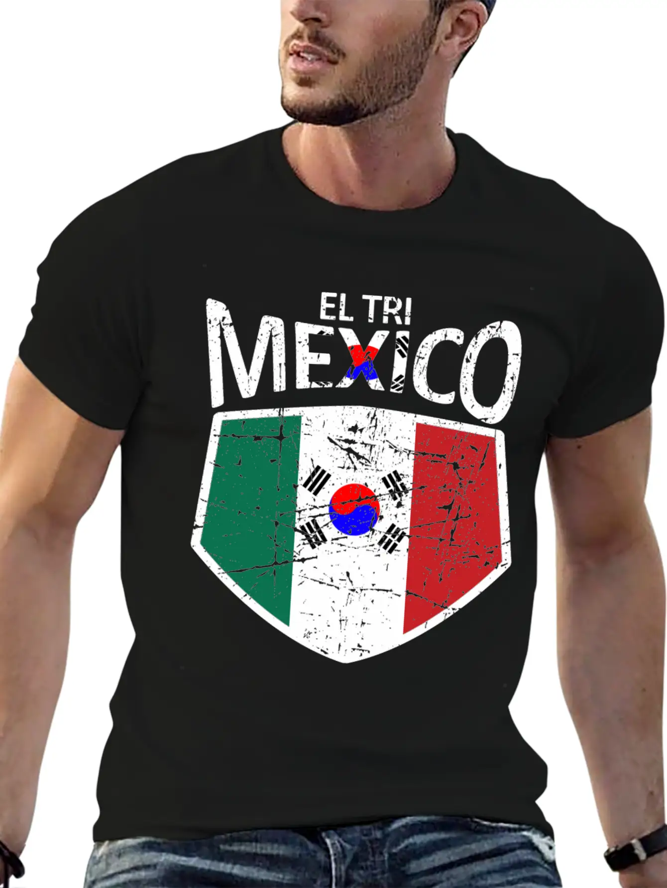 Mexico Soccer Jersey Shirt Mexico And Korea Flag Essential Unisex Summer Tee – Soft Cotton Casual Fit