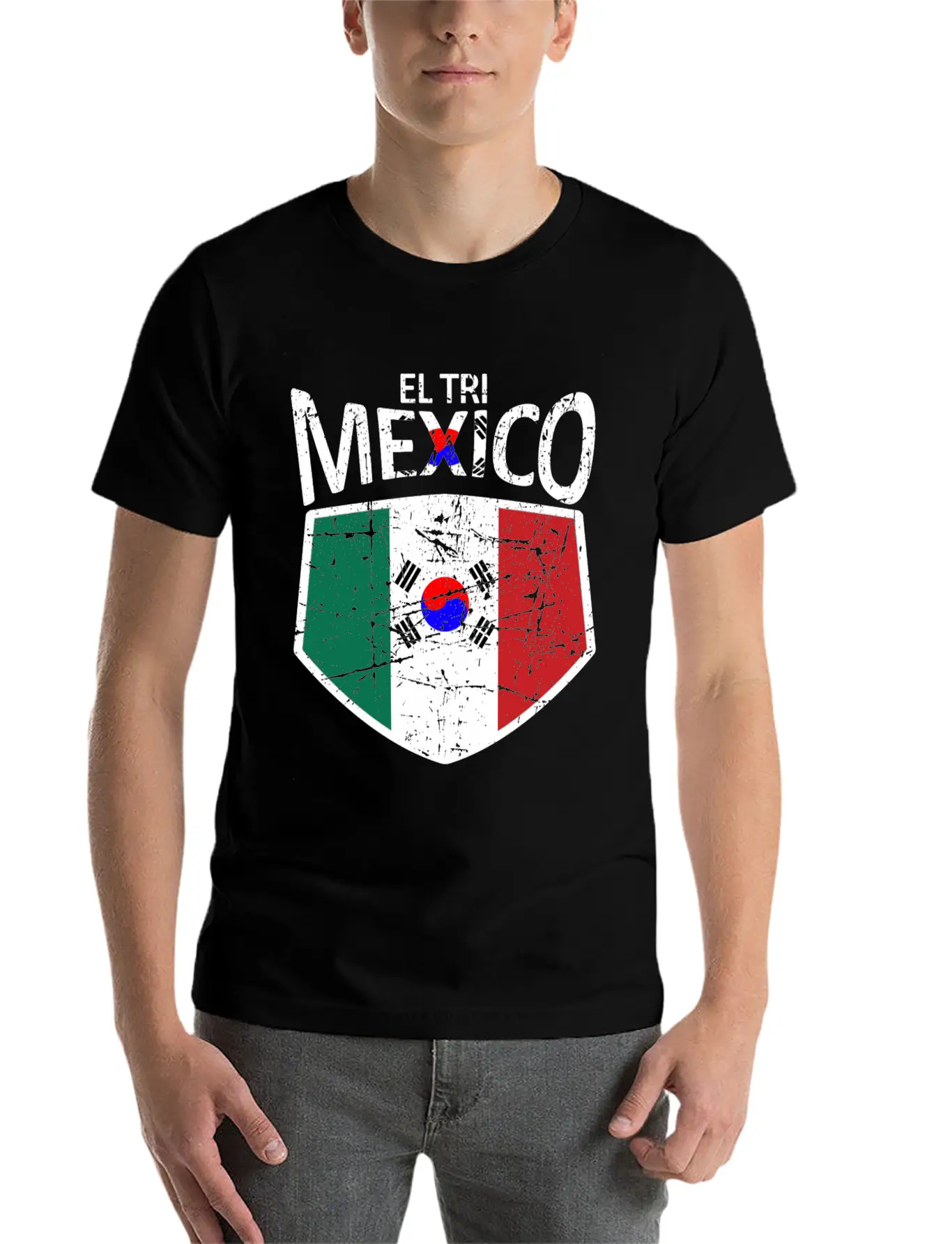 Mexico Soccer Jersey Shirt Mexico And Korea Flag Essential Unisex Summer Tee – Soft Cotton Casual Fit