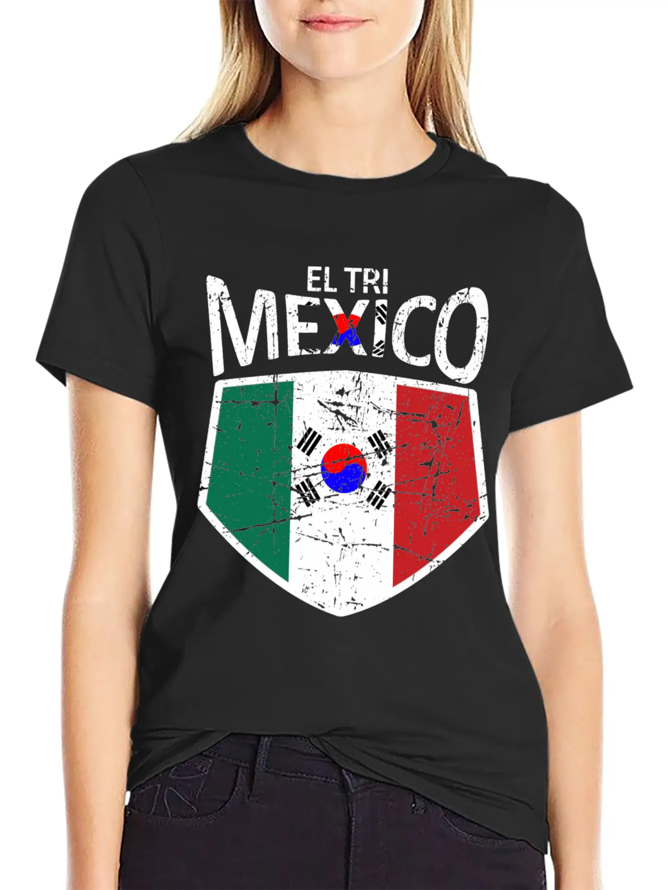 Mexico Soccer Jersey Shirt Mexico And Korea Flag Essential Unisex Summer Tee – Soft Cotton Casual Fit