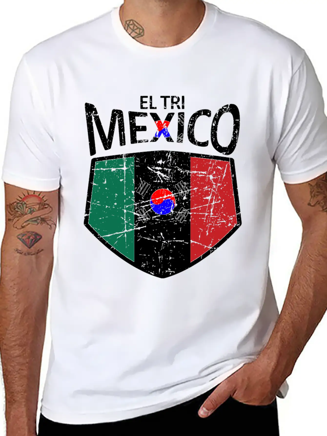 Mexico Soccer Jersey Shirt Mexico And Korea Flag Essential Unisex Summer Tee – Soft Cotton Casual Fit