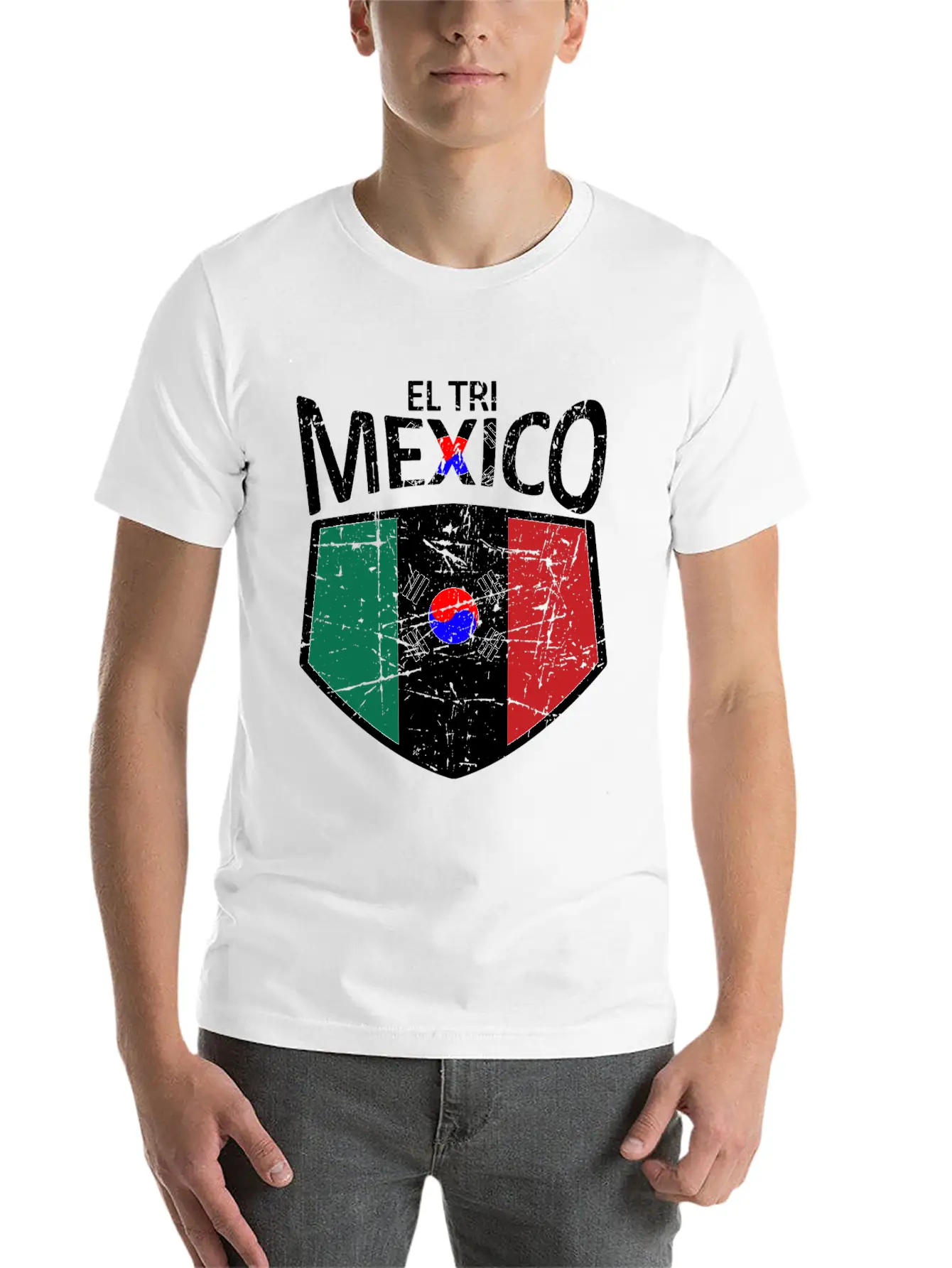 Mexico Soccer Jersey Shirt Mexico And Korea Flag Essential Unisex Summer Tee – Soft Cotton Casual Fit