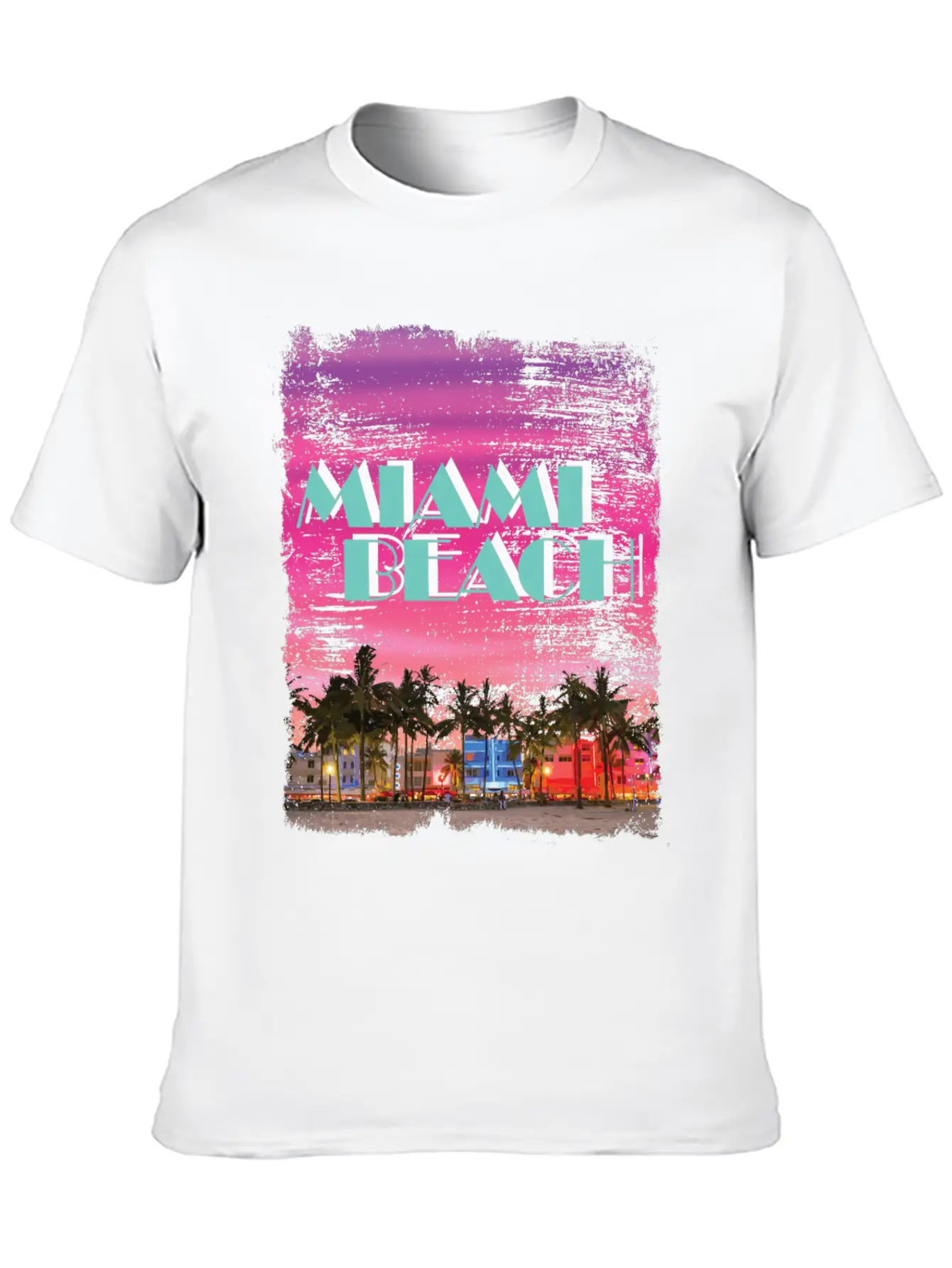 Miami Beach 80er Retro Vaporwave Stylish Everyday T-Shirt – Unisex Basic Cotton Tee