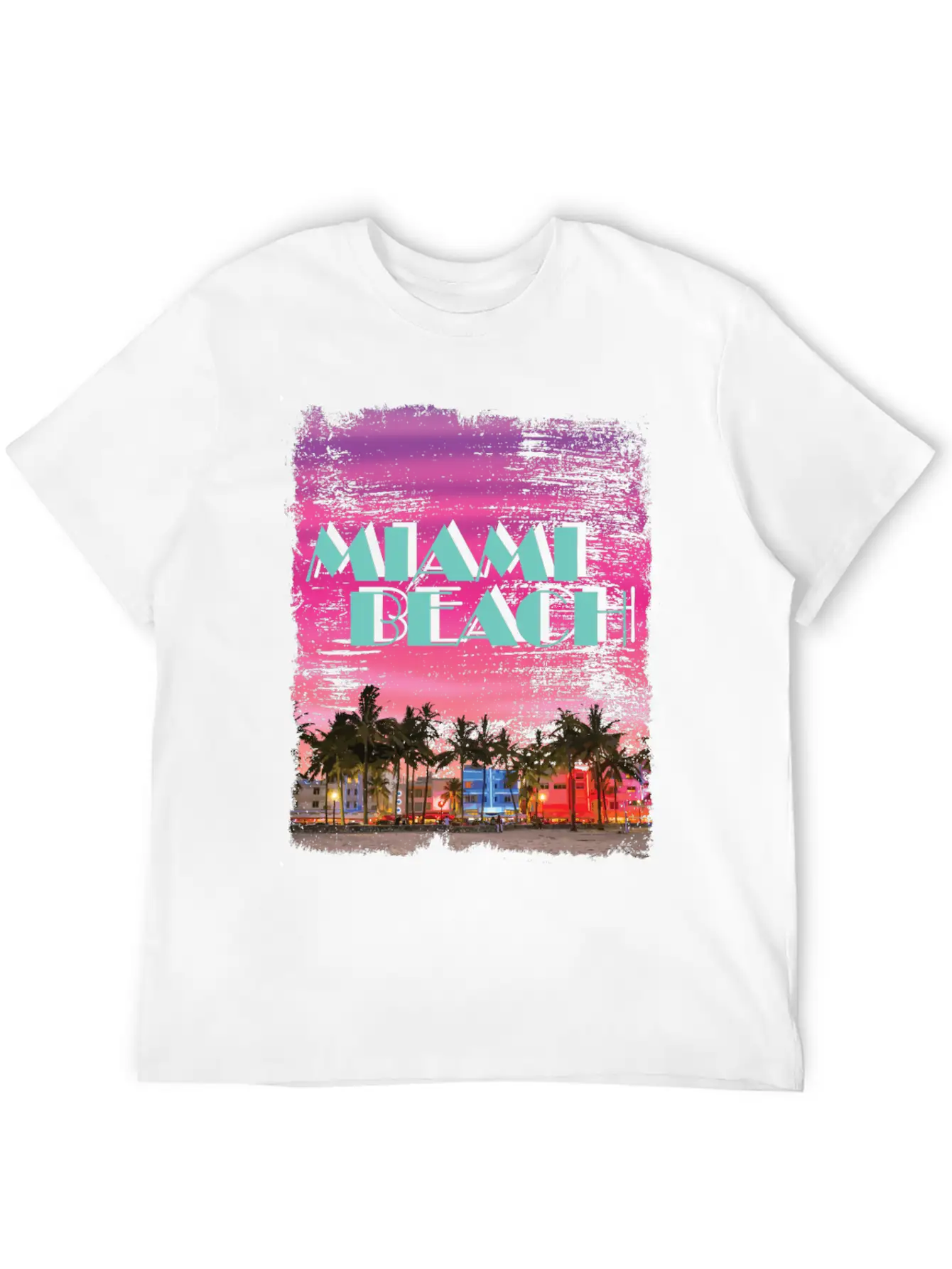 Miami Beach 80er Retro Vaporwave Stylish Everyday T-Shirt – Unisex Basic Cotton Tee