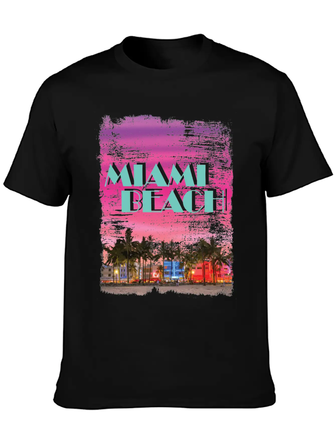Miami Beach 80er Retro Vaporwave Stylish Everyday T-Shirt – Unisex Basic Cotton Tee