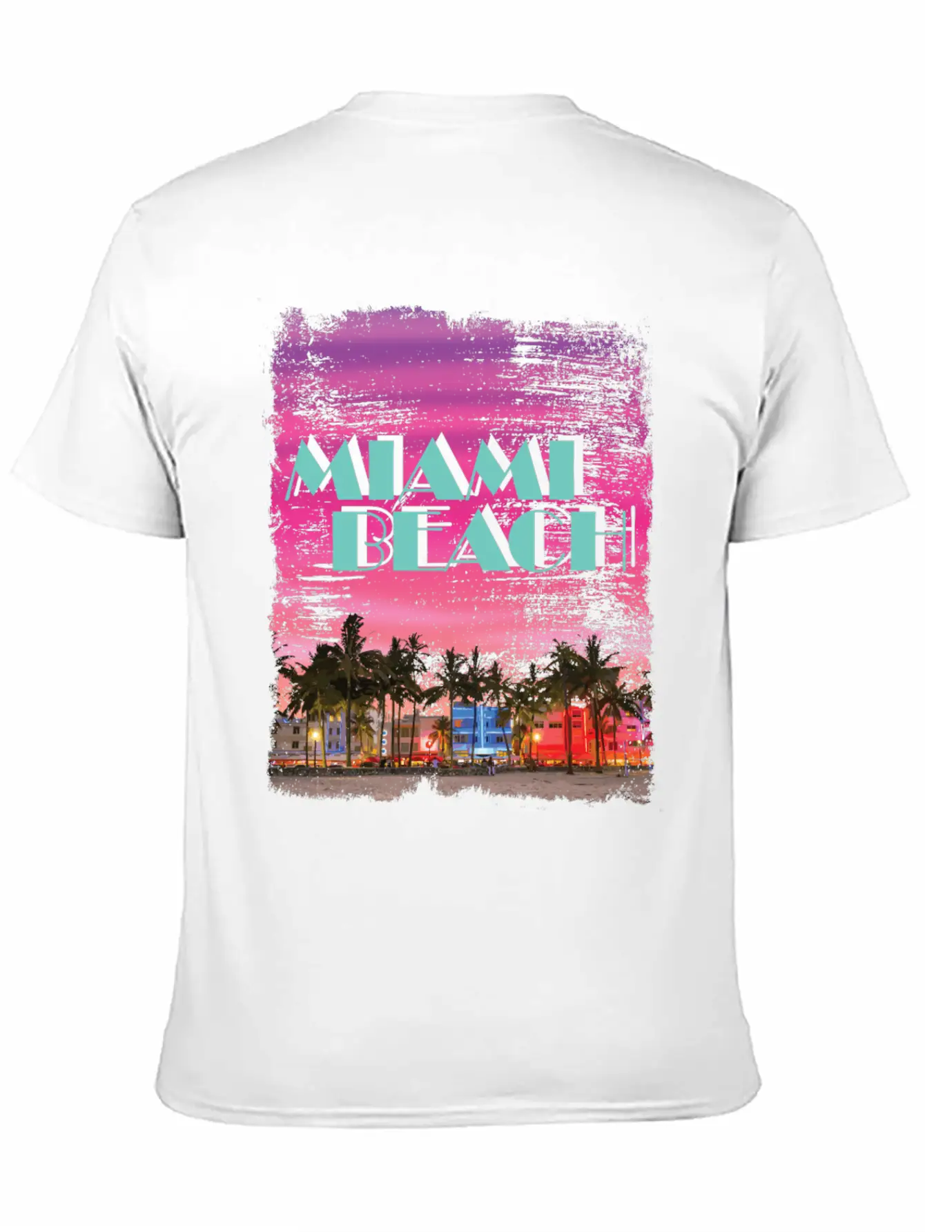 Miami Beach 80er Retro Vaporwave Stylish Everyday T-Shirt – Unisex Basic Cotton Tee