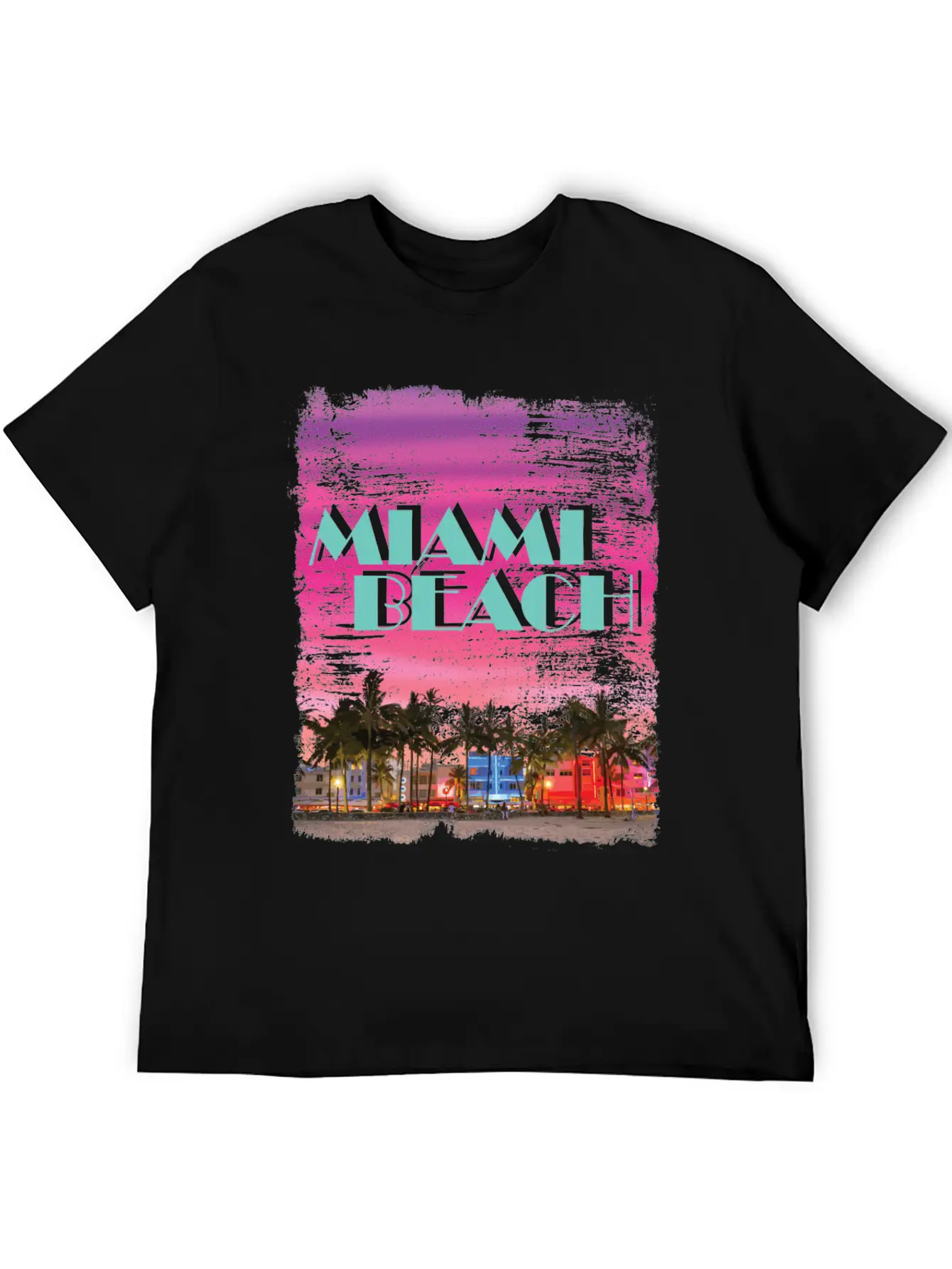 Miami Beach 80er Retro Vaporwave Stylish Everyday T-Shirt – Unisex Basic Cotton Tee