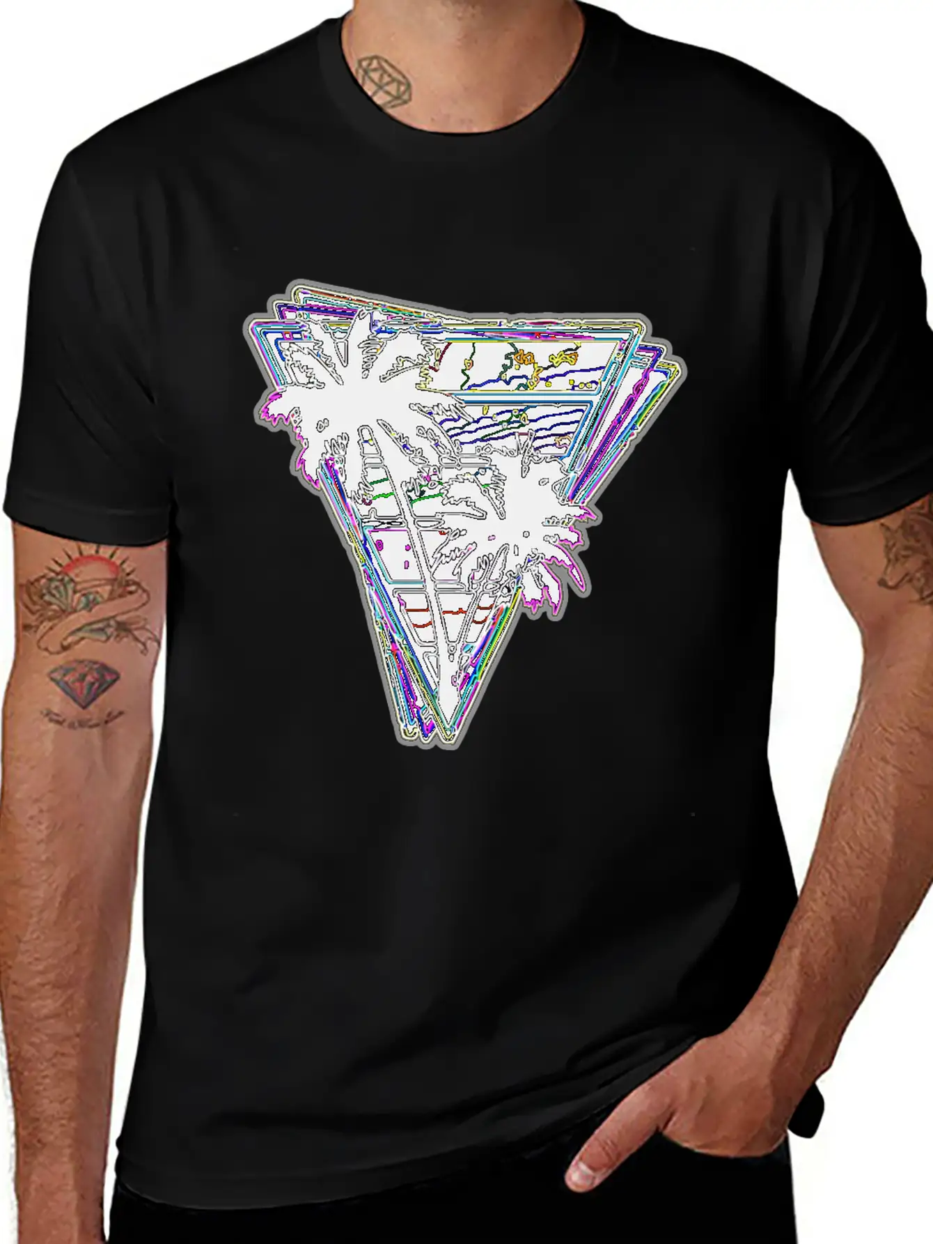 Miami Neon Synth Unisex Short Sleeve Soft Cotton T-Shirt – Casual Everyday Wear