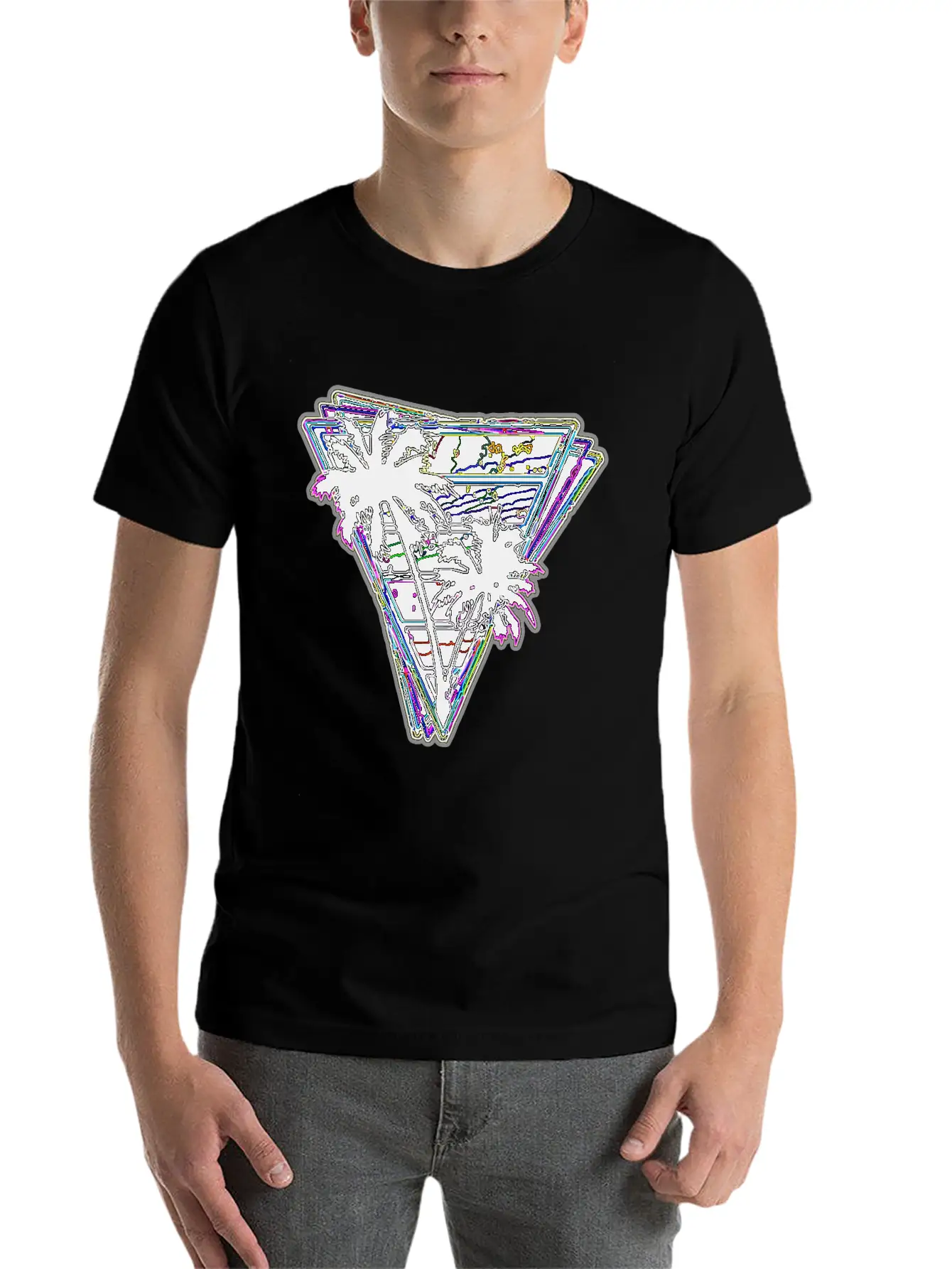 Miami Neon Synth Unisex Short Sleeve Soft Cotton T-Shirt – Casual Everyday Wear