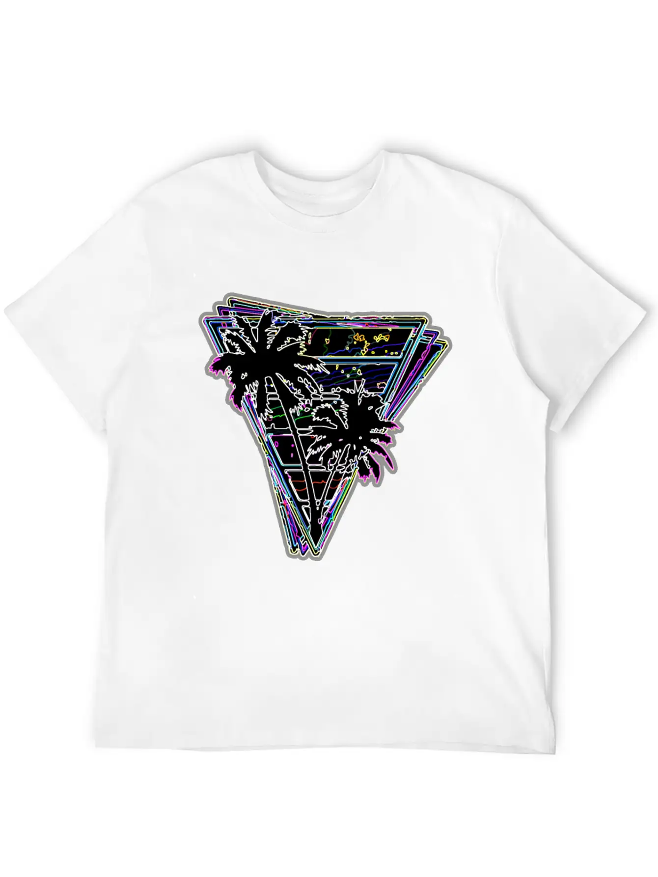 Miami Neon Synth Unisex Short Sleeve Soft Cotton T-Shirt – Casual Everyday Wear