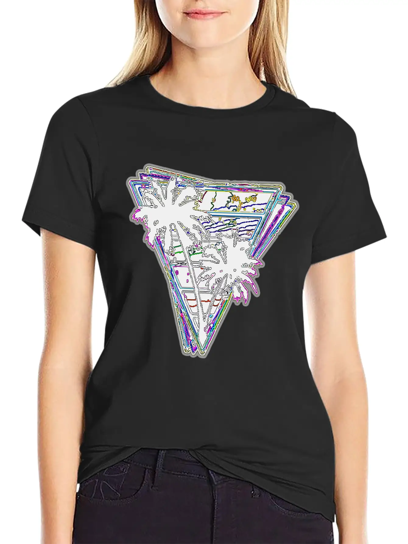 Miami Neon Synth Unisex Short Sleeve Soft Cotton T-Shirt – Casual Everyday Wear