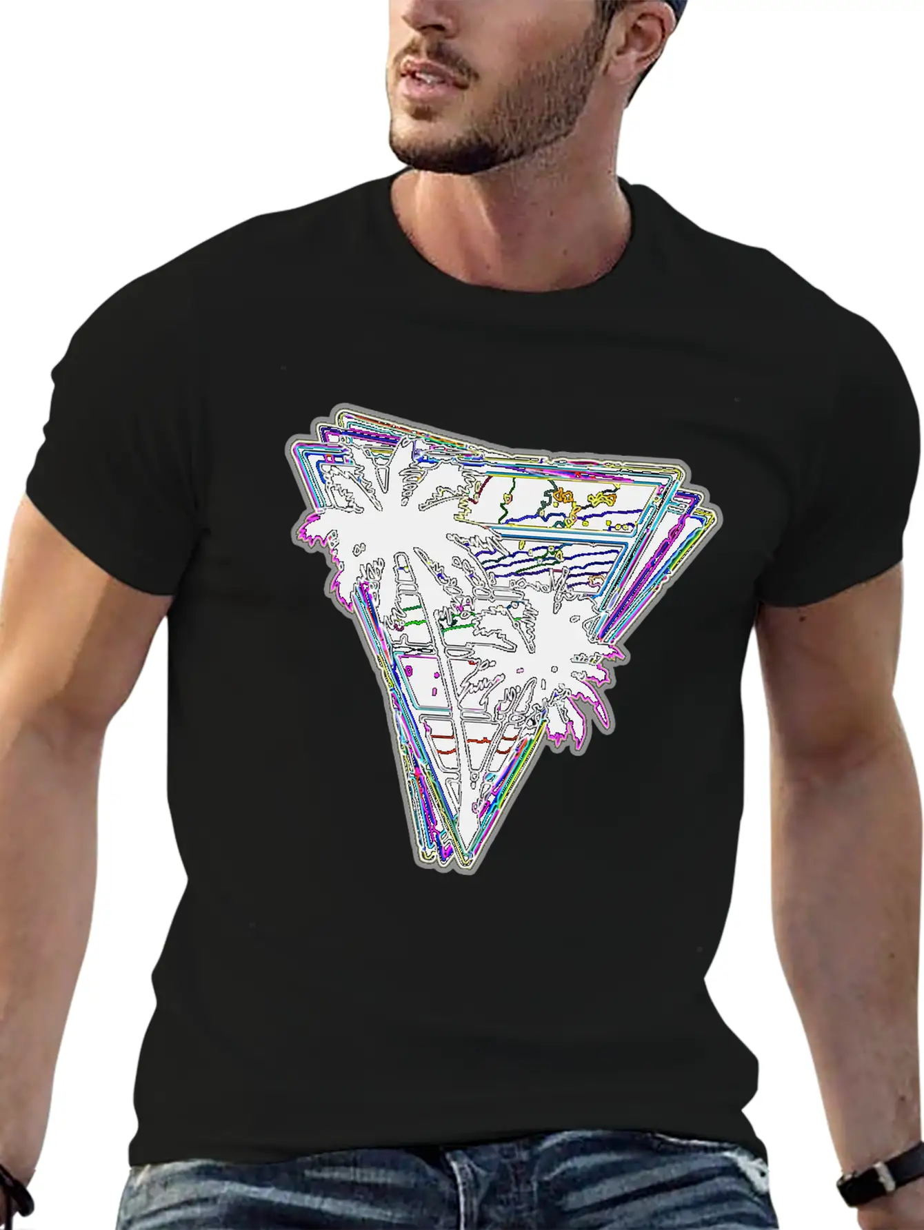 Miami Neon Synth Unisex Short Sleeve Soft Cotton T-Shirt – Casual Everyday Wear