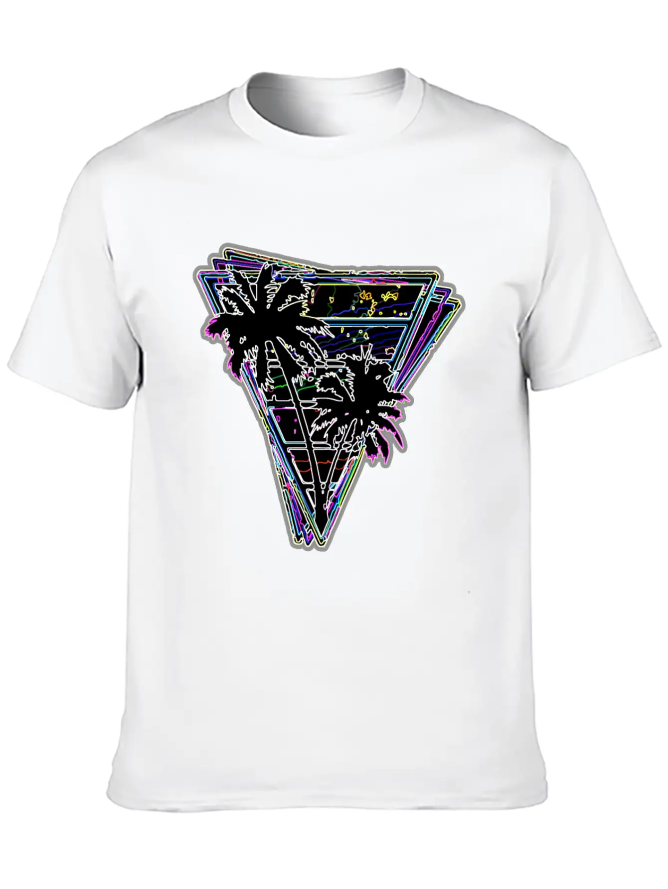 Miami Neon Synth Unisex Short Sleeve Soft Cotton T-Shirt – Casual Everyday Wear