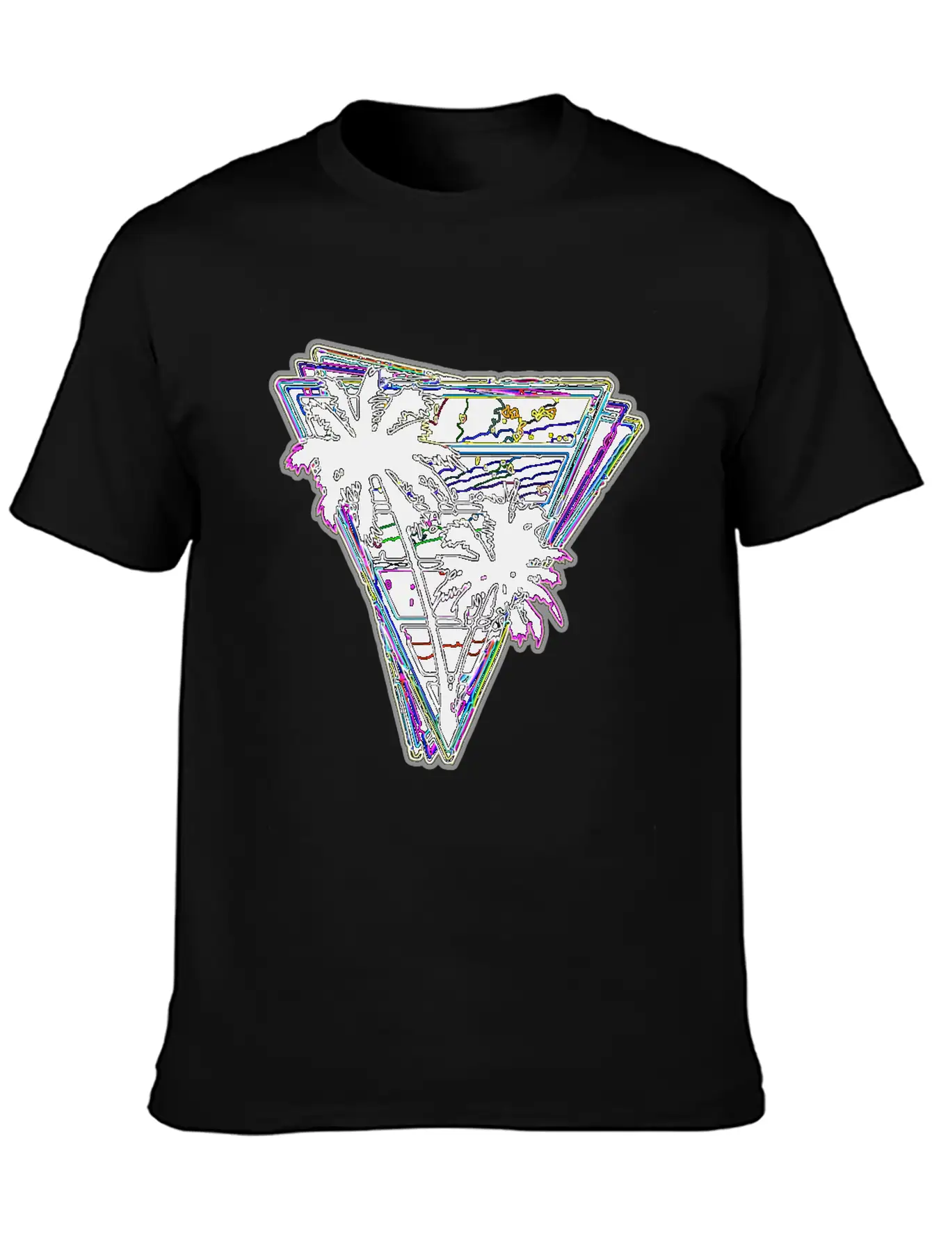 Miami Neon Synth Unisex Short Sleeve Soft Cotton T-Shirt – Casual Everyday Wear