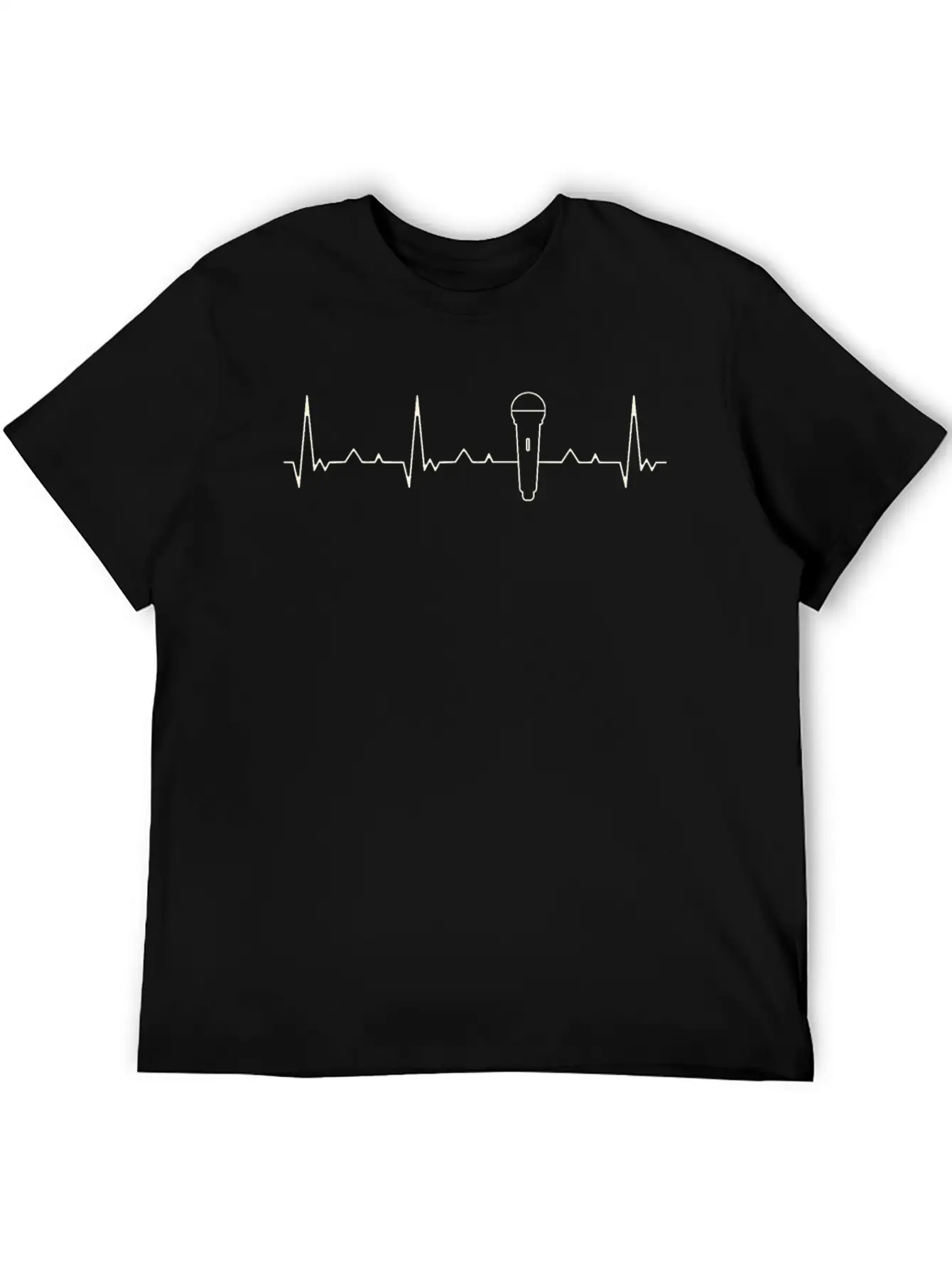 Microphone. Heart. Love. EKG. Pulse. Beat. Stylish Everyday T-Shirt – Unisex Basic Cotton Tee