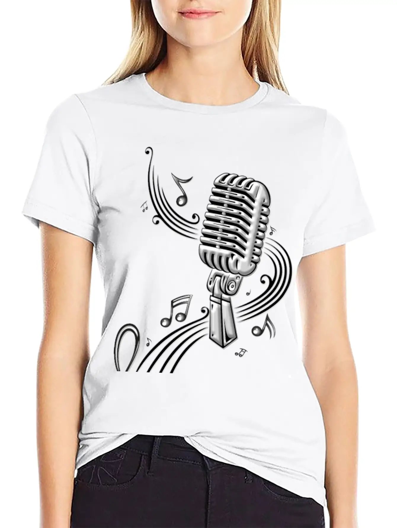 Microphone Retro Vintage Style Unisex Short Sleeve Soft Cotton T-Shirt – Casual Everyday Wear